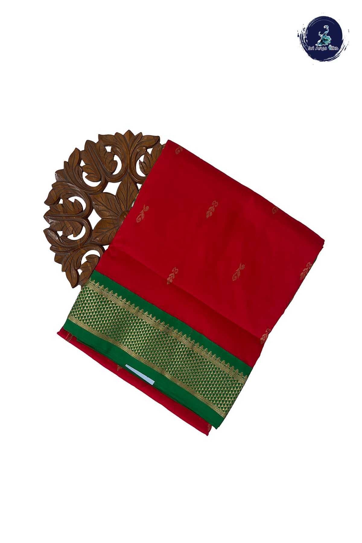 Red Madisar Semi Silk Saree With Zari Buttas Pattern