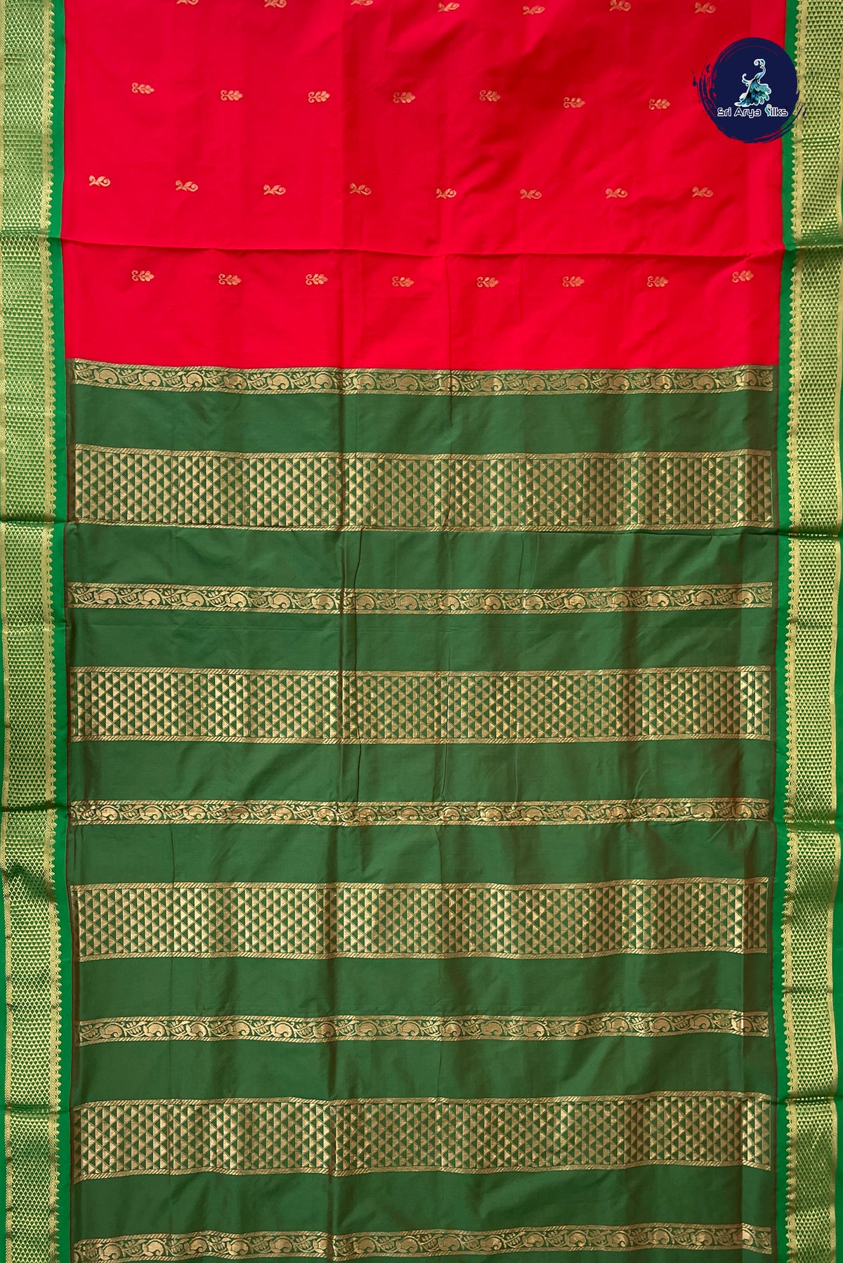 Red Madisar Semi Silk Saree With Zari Buttas Pattern