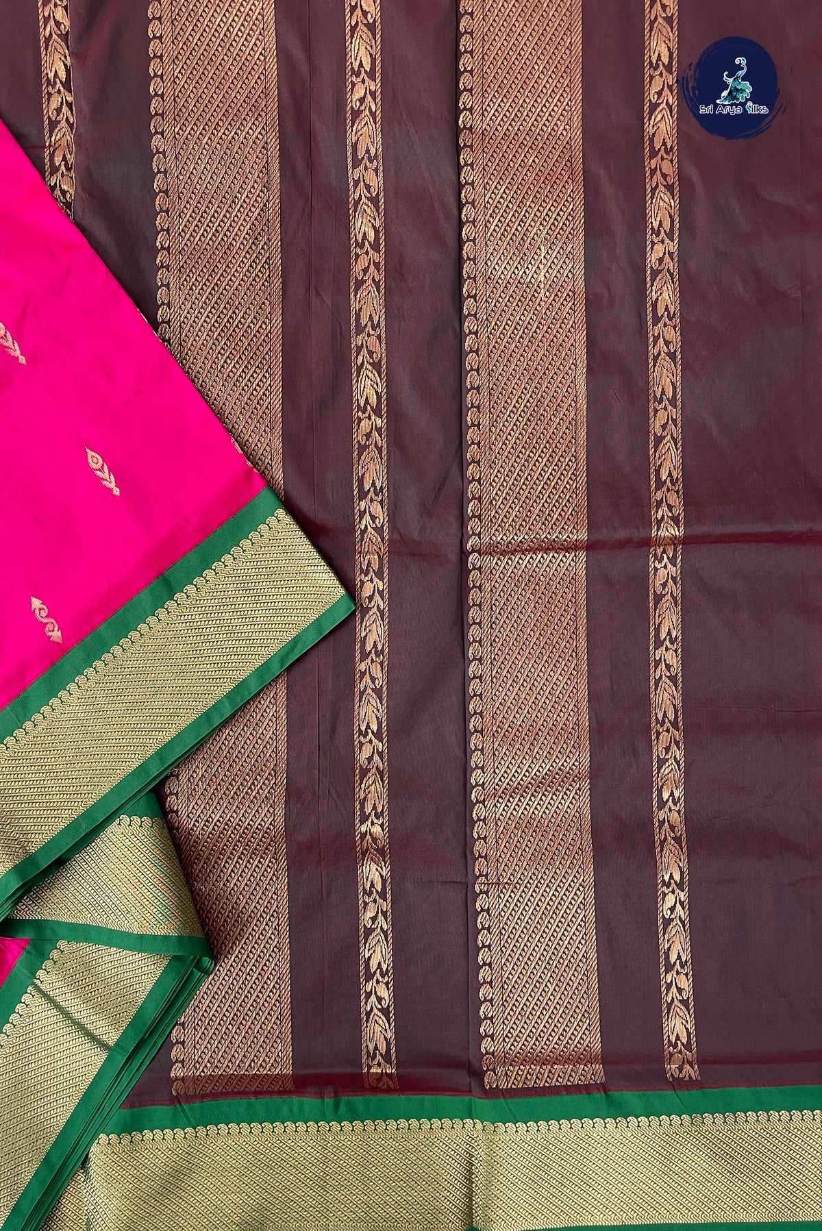 Dark Pink Madisar Semi Silk Saree With Zari Buttas Pattern