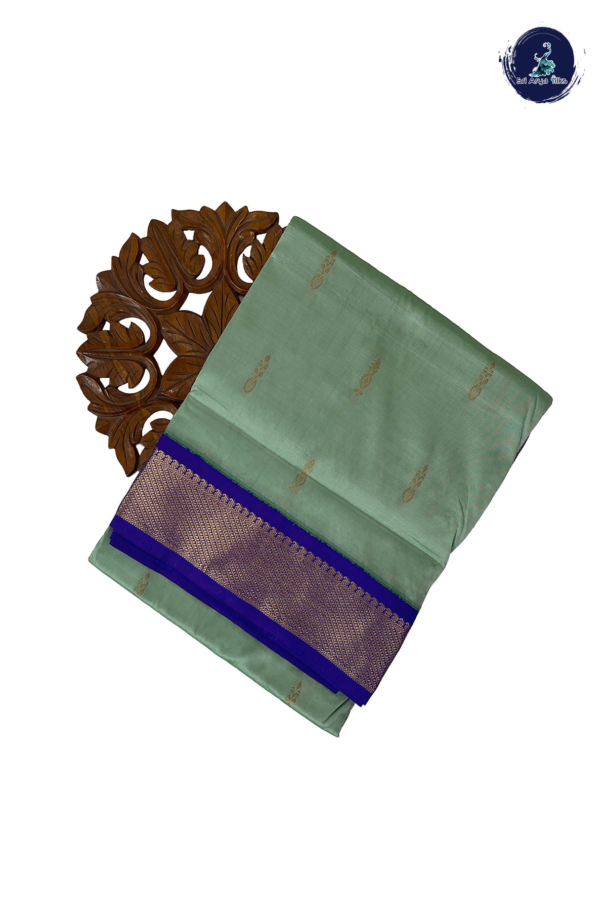Pastel Green Madisar Semi Silk Saree With Zari Buttas Pattern