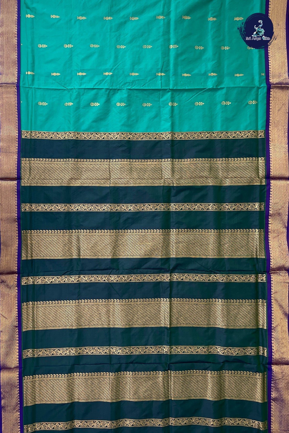 Green Madisar Semi Silk Saree With Zari Buttas Pattern