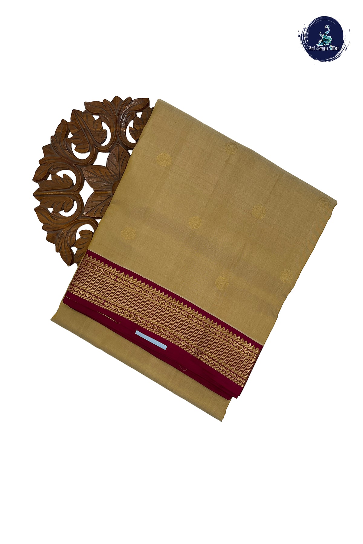 Beige Madisar 10 Yards Silk Saree With Zari Buttas Pattern