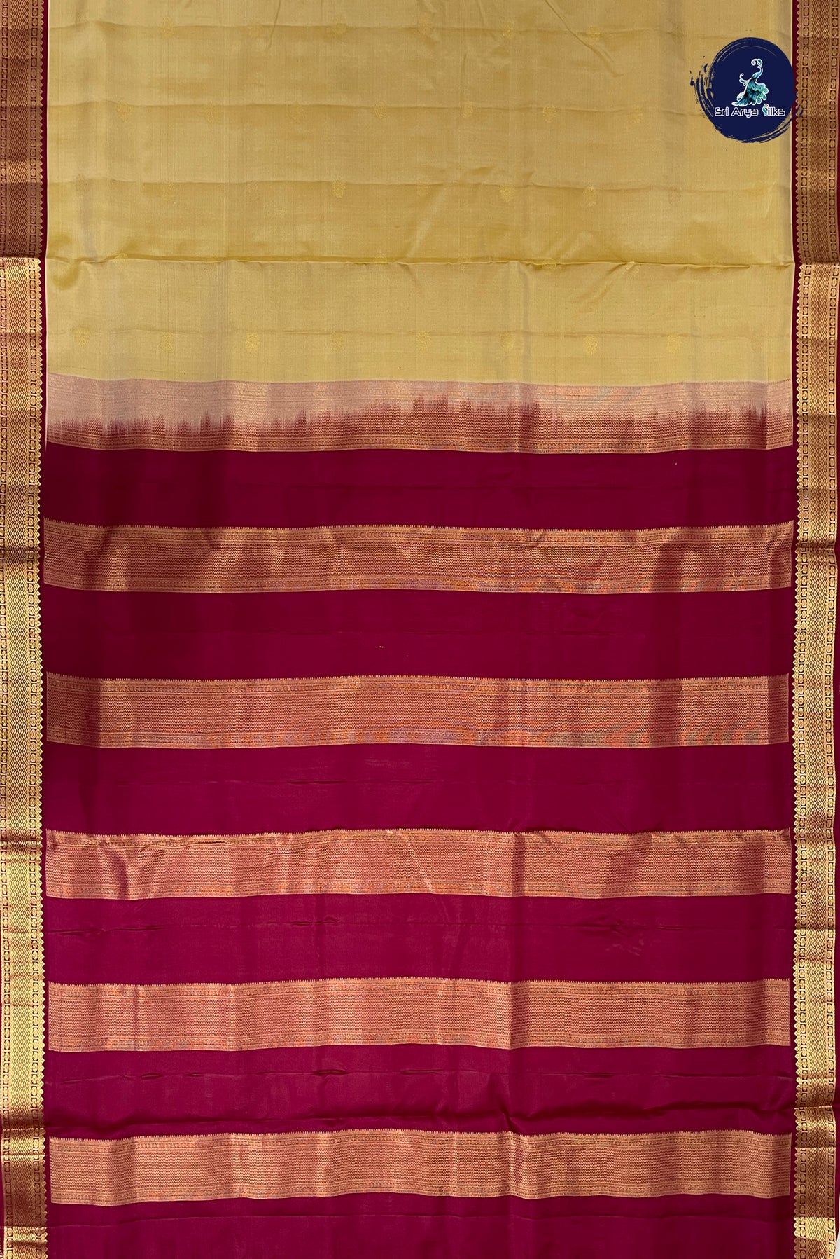 Beige Madisar 10 Yards Silk Saree With Zari Buttas Pattern