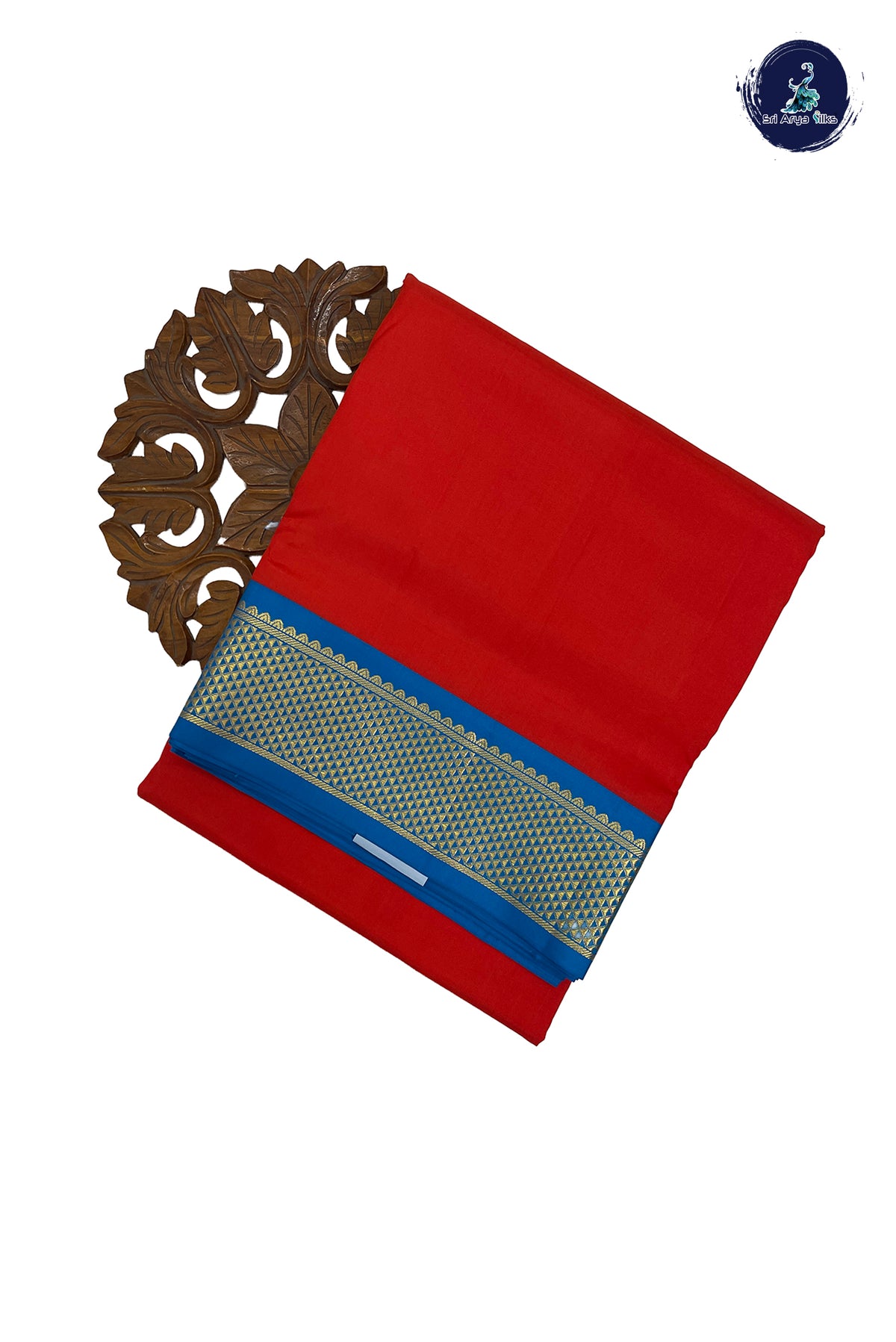 Orange Madisar 10 Yards Silk Saree With Plain Pattern