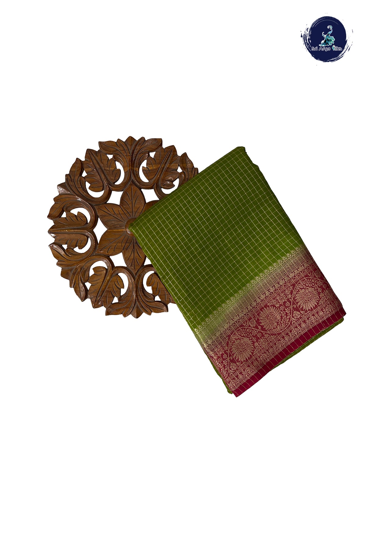 Mehendi Green Madisar Semi Silk Saree With Zari Checked Pattern
