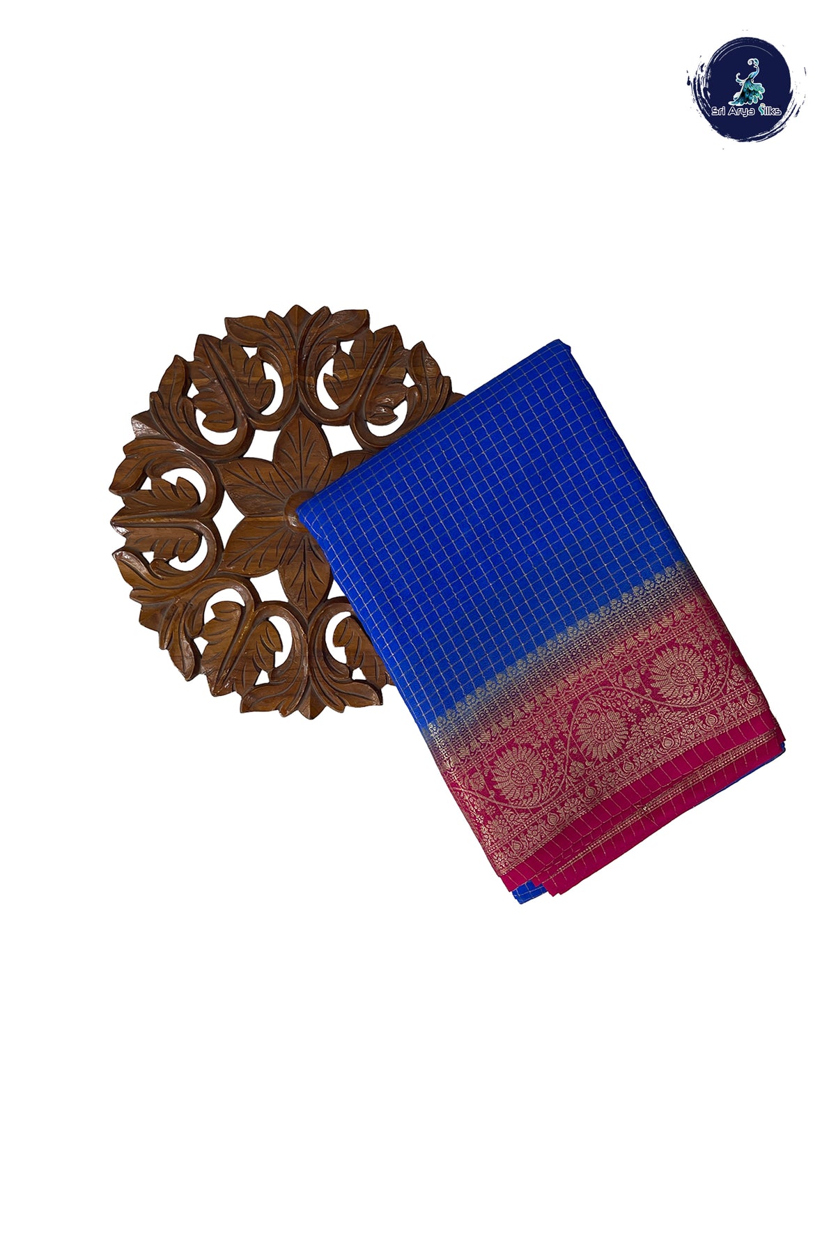 Blue Madisar Semi Silk Saree With Zari Checked Pattern