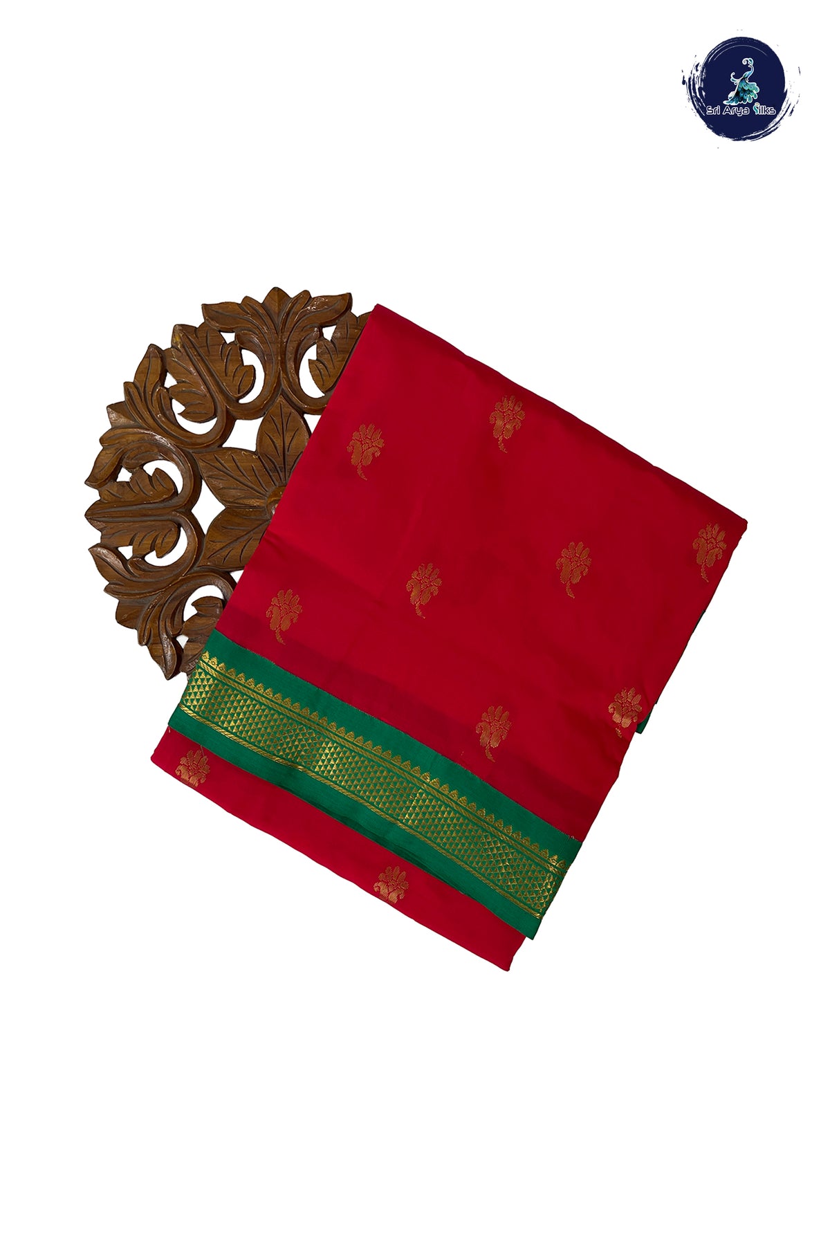 Red Madisar Semi Silk Saree With Zari Buttas Pattern