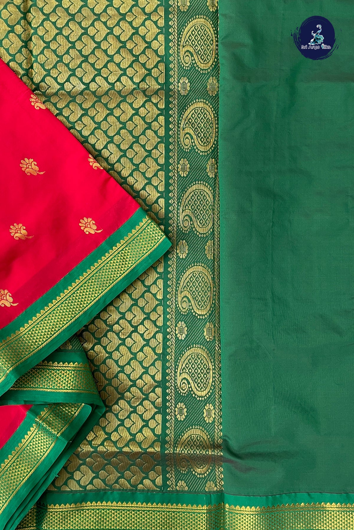 Red Madisar Semi Silk Saree With Zari Buttas Pattern