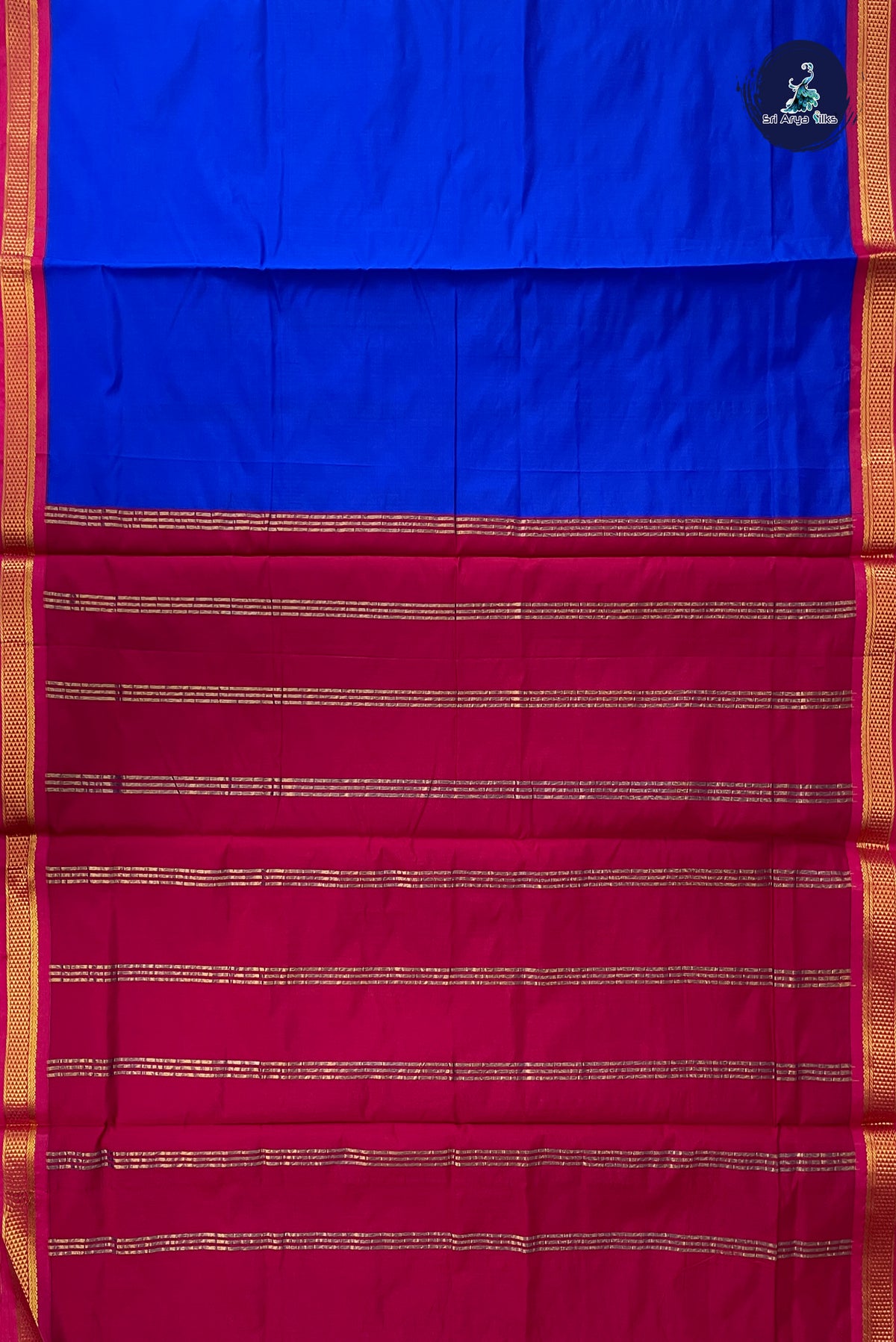 Blue Madisar Semi Silk Saree With Plain Pattern