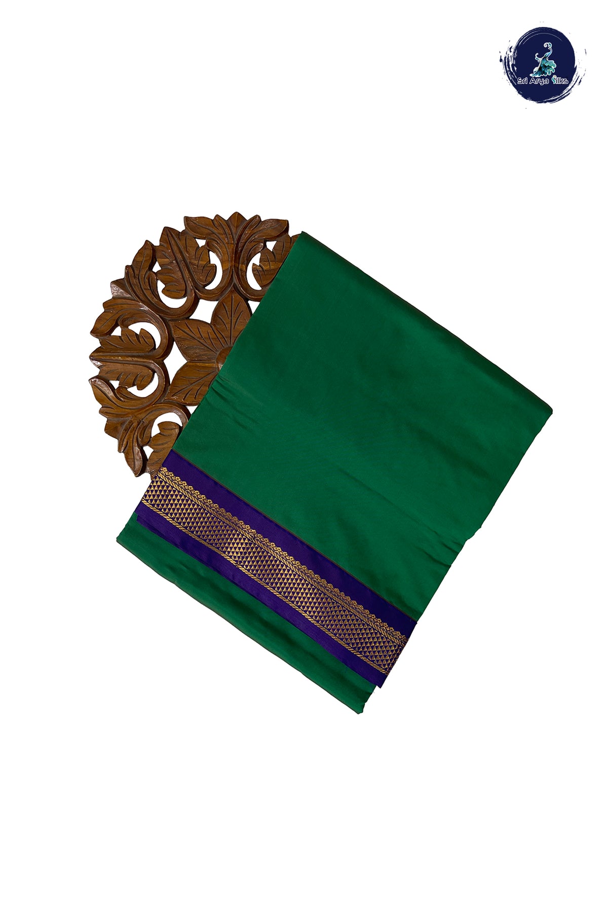 Green Madisar Semi Silk Saree With Plain Pattern