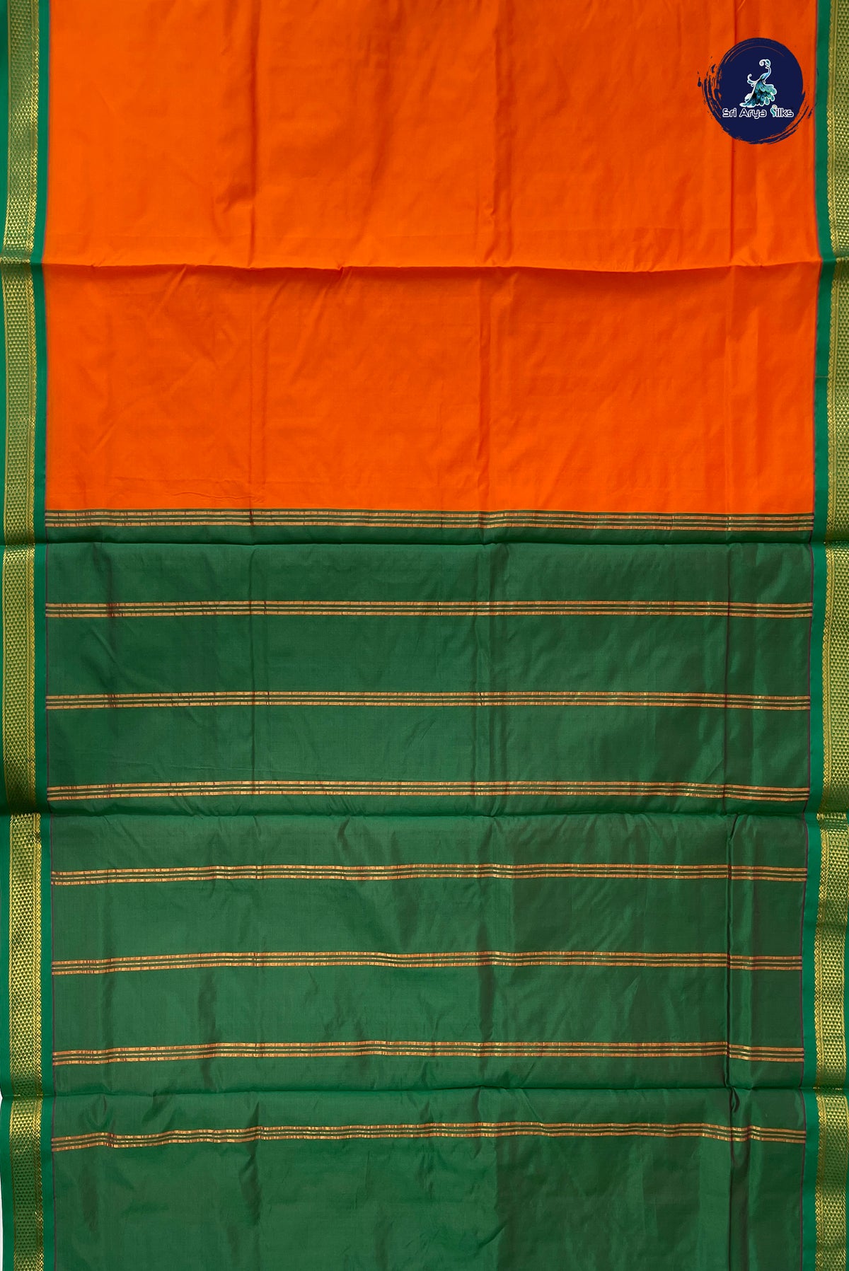 Orange Madisar Semi Silk Saree With Plain Pattern