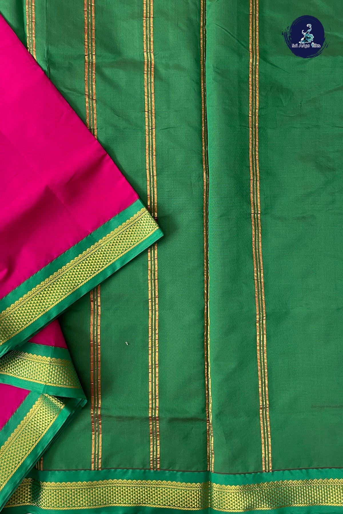 Dark Pink Madisar Semi Silk Saree With Plain Pattern