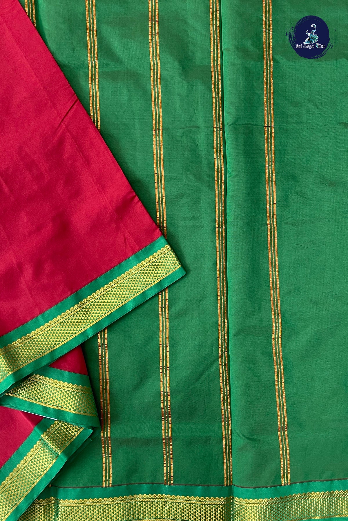 Maroon Madisar Semi Silk Saree With Plain Pattern