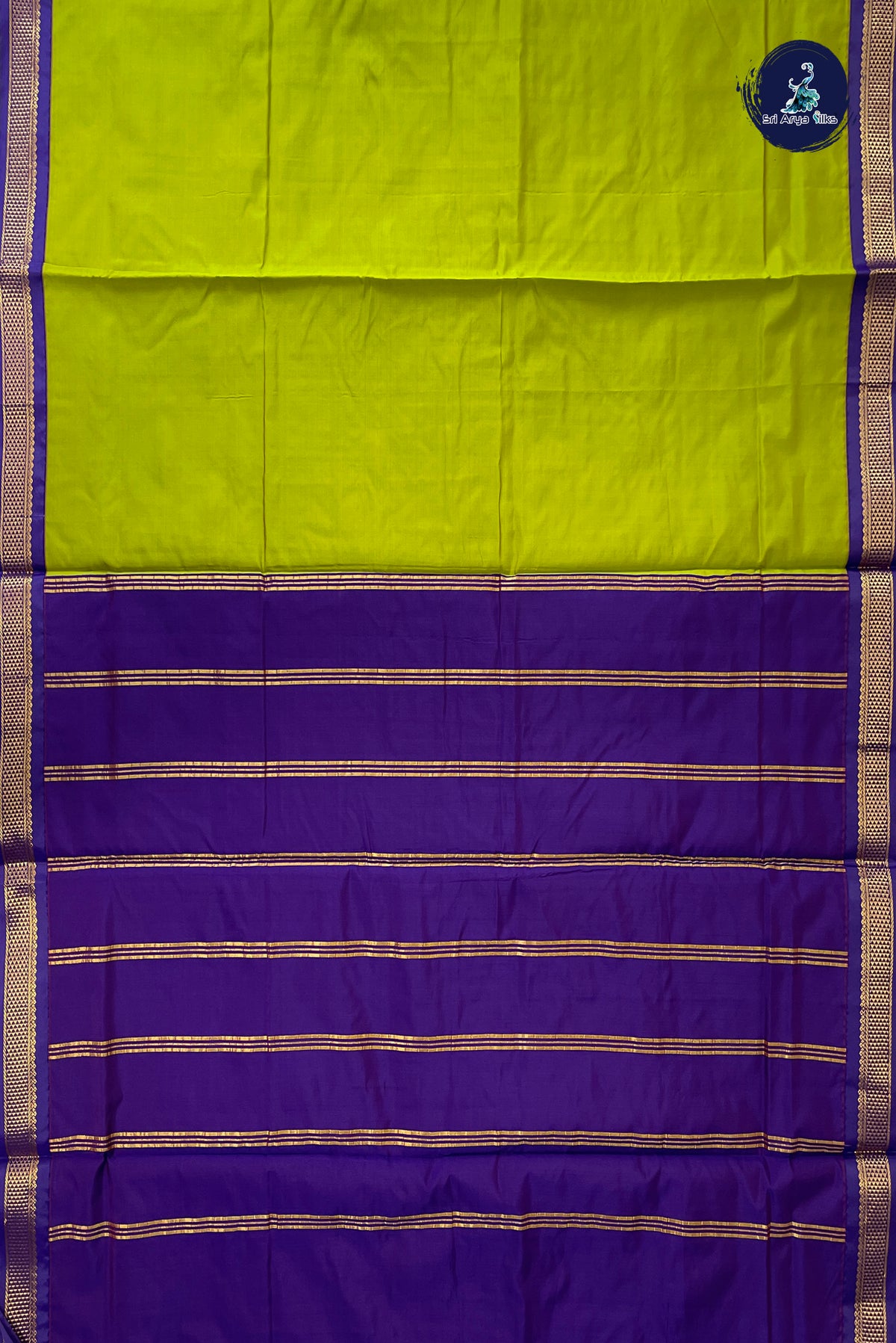 Light Green Madisar Semi Silk Saree With Plain Pattern