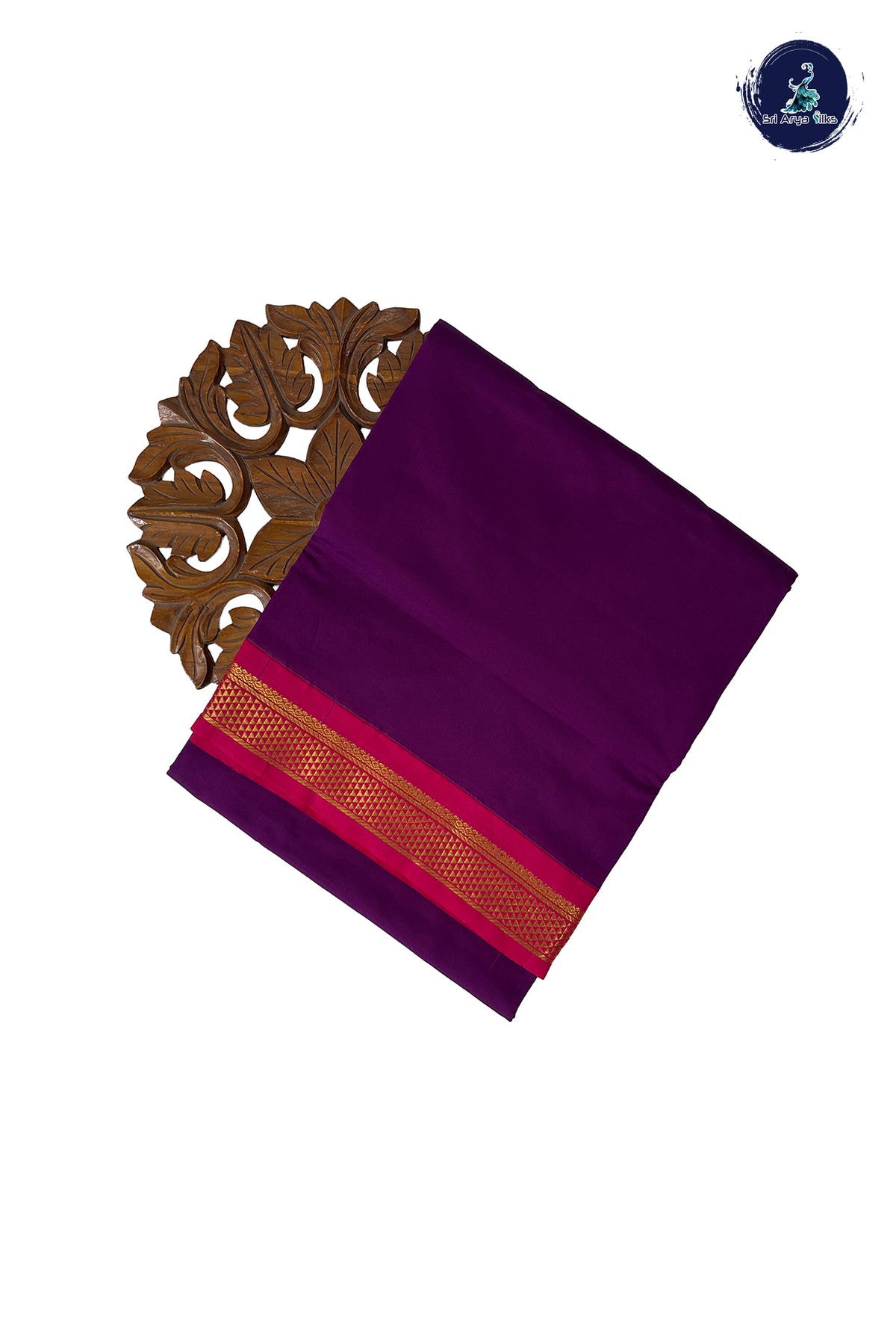 Dark Plum Madisar Semi Silk Saree With Plain Pattern