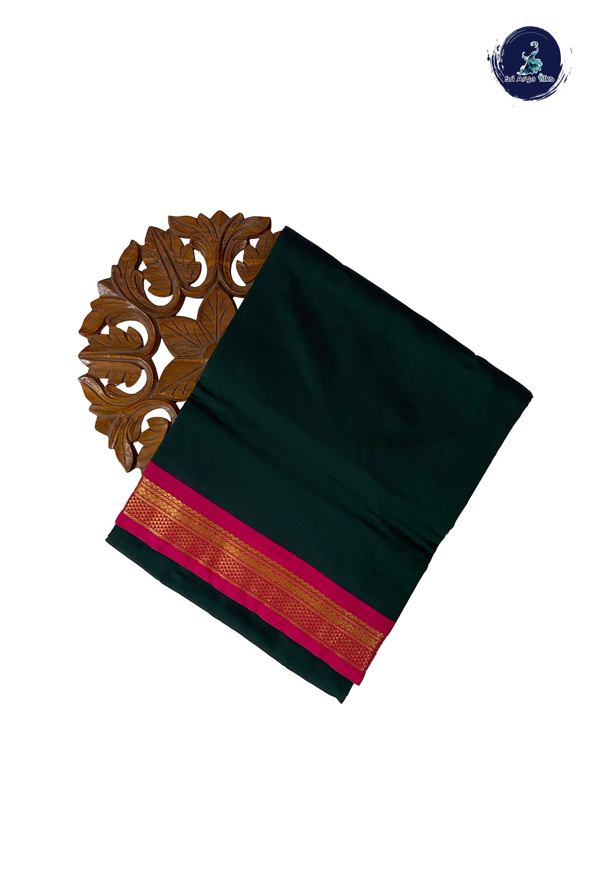 Bottle Green Madisar Semi Silk Saree With Plain Pattern