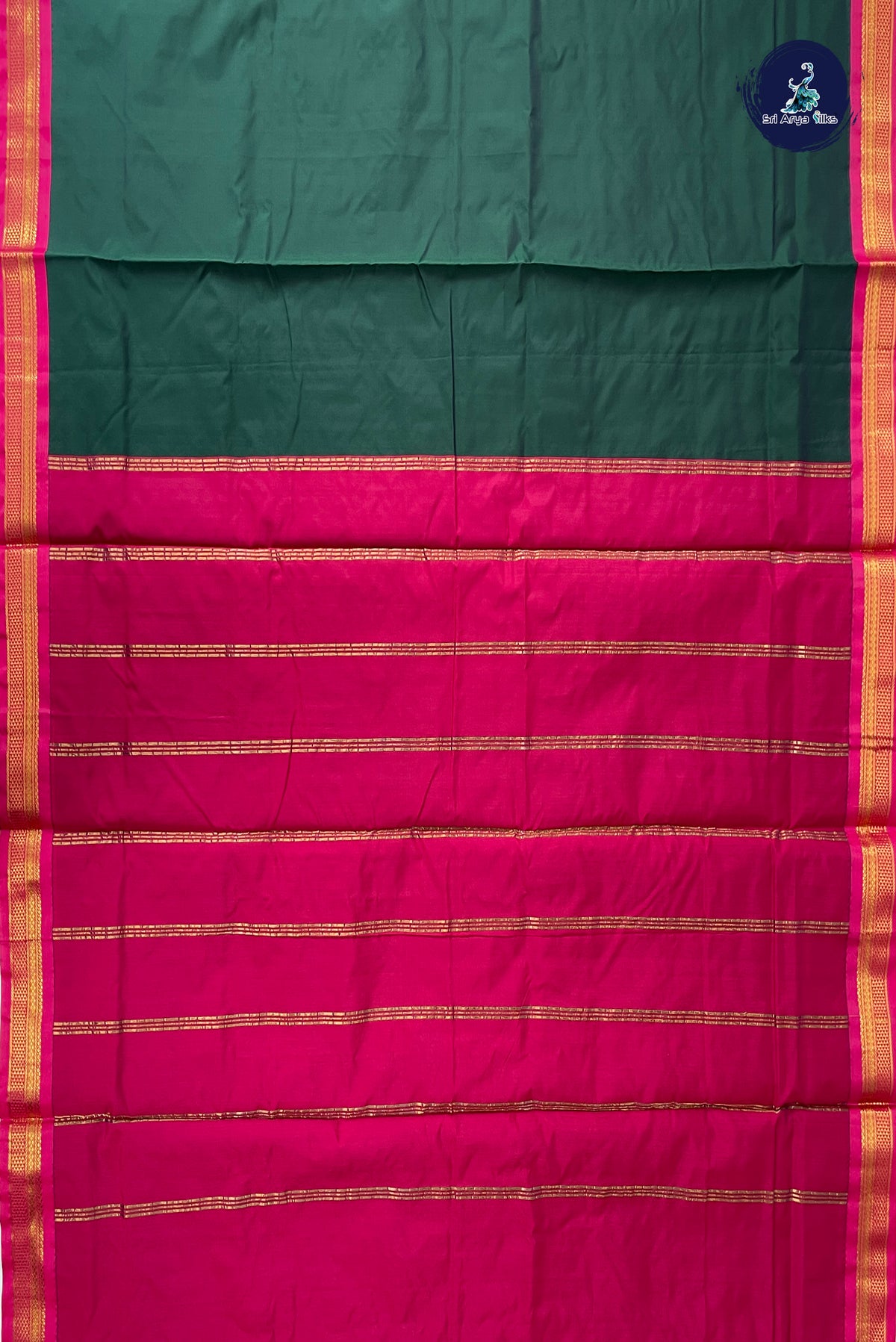 Bottle Green Madisar Semi Silk Saree With Plain Pattern