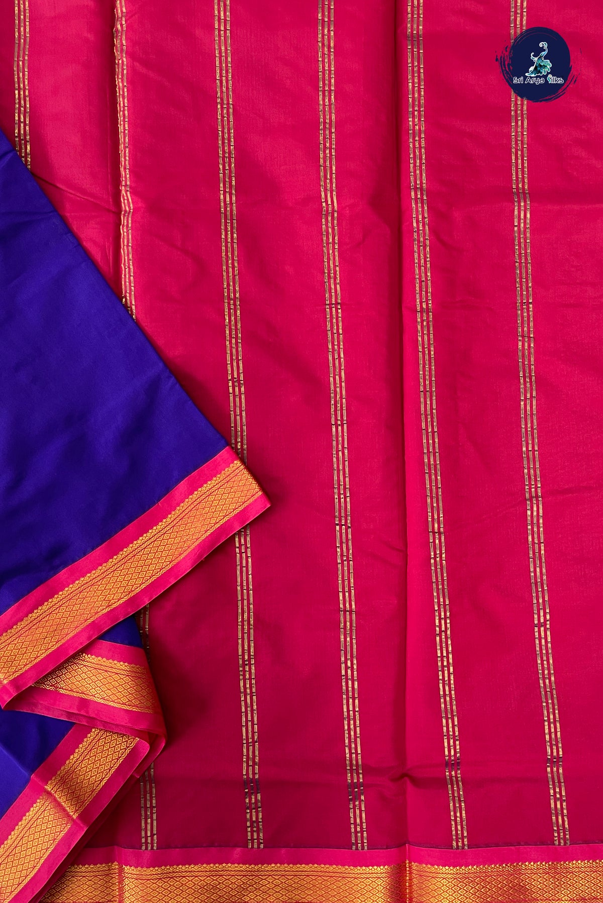 Violet Madisar Semi Silk Saree With Plain Pattern