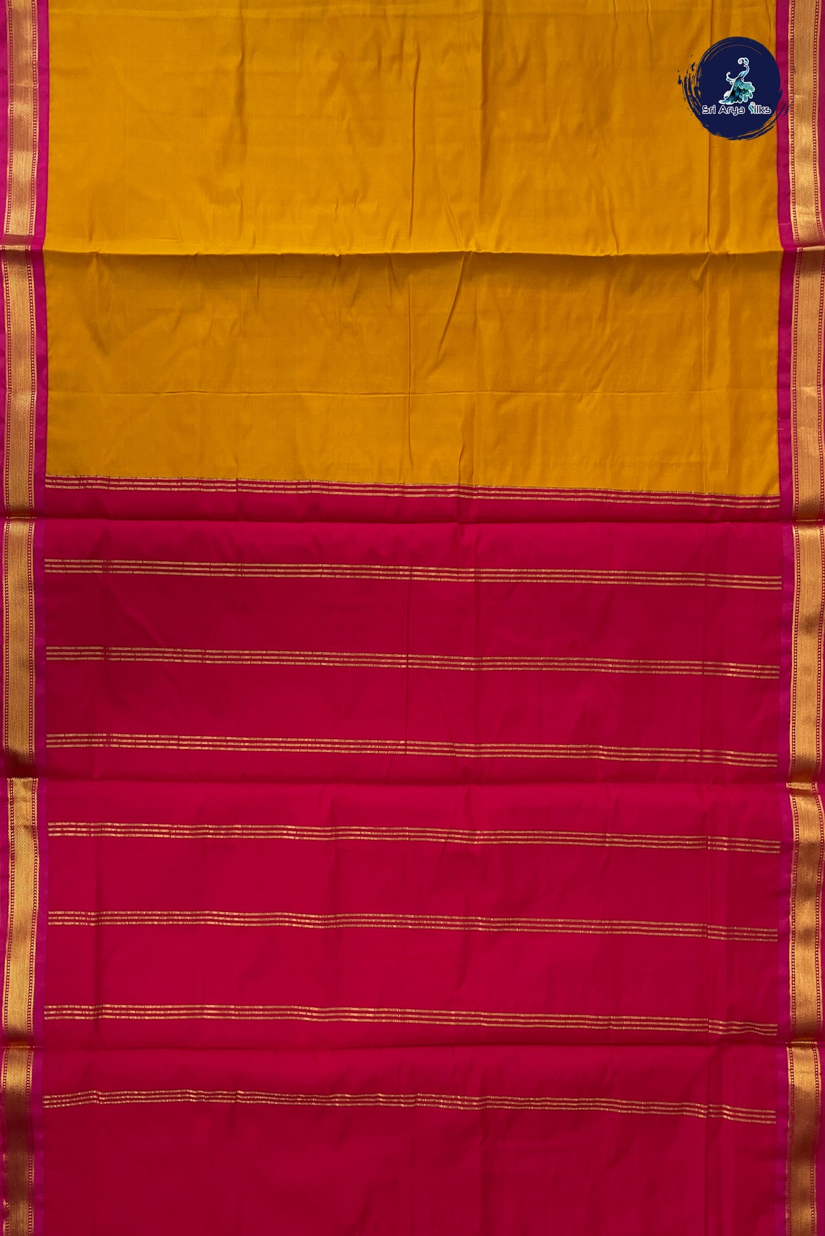 Mustard Yellow Madisar Semi Silk Saree With Plain Pattern