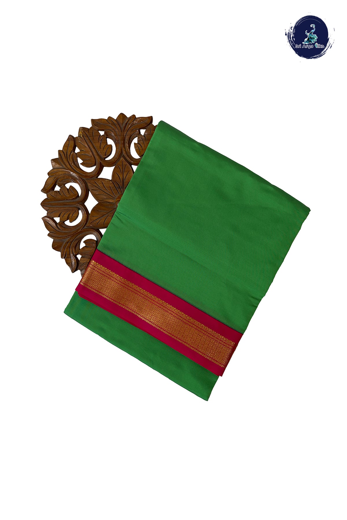 Green Madisar Semi Silk Saree With Plain Pattern