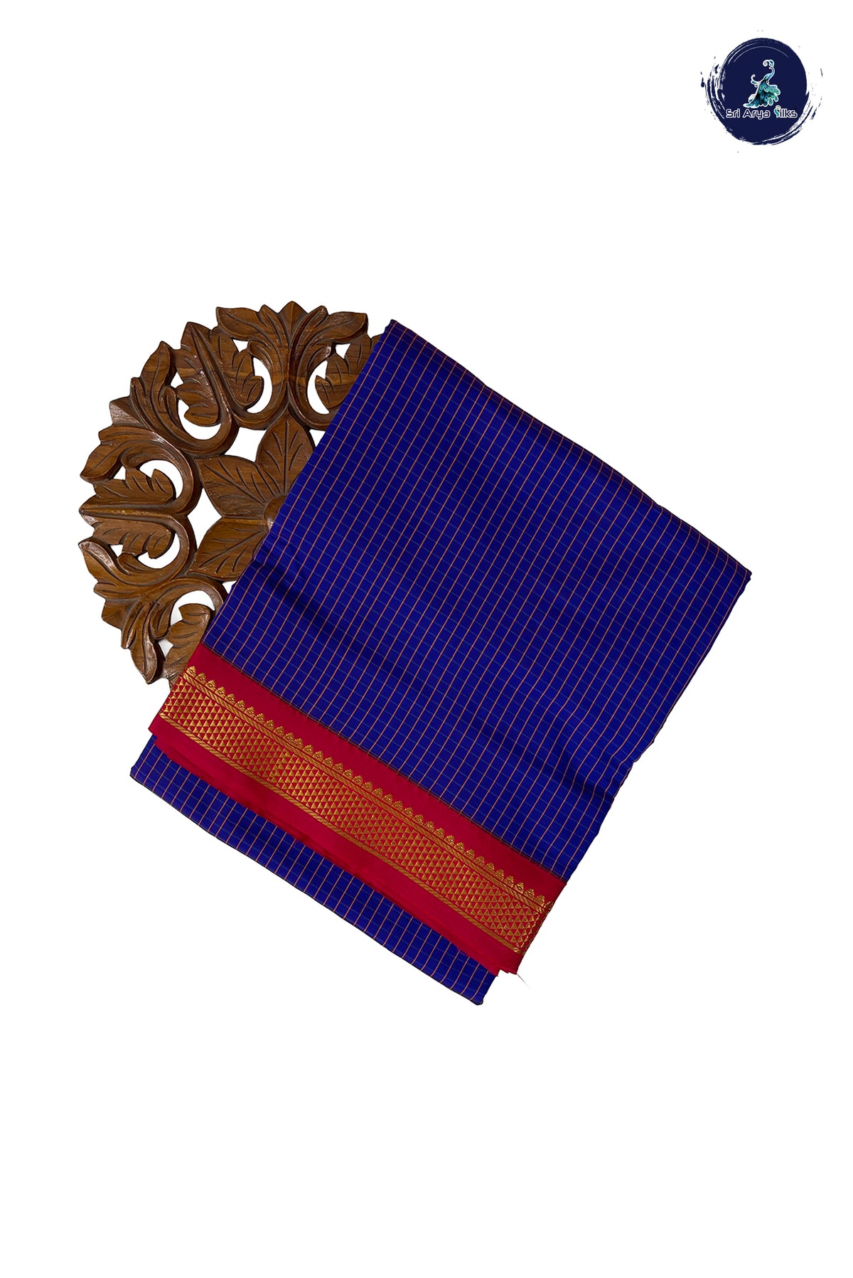 Sapphire Blue Madisar Semi Silk Saree With Checked Pattern