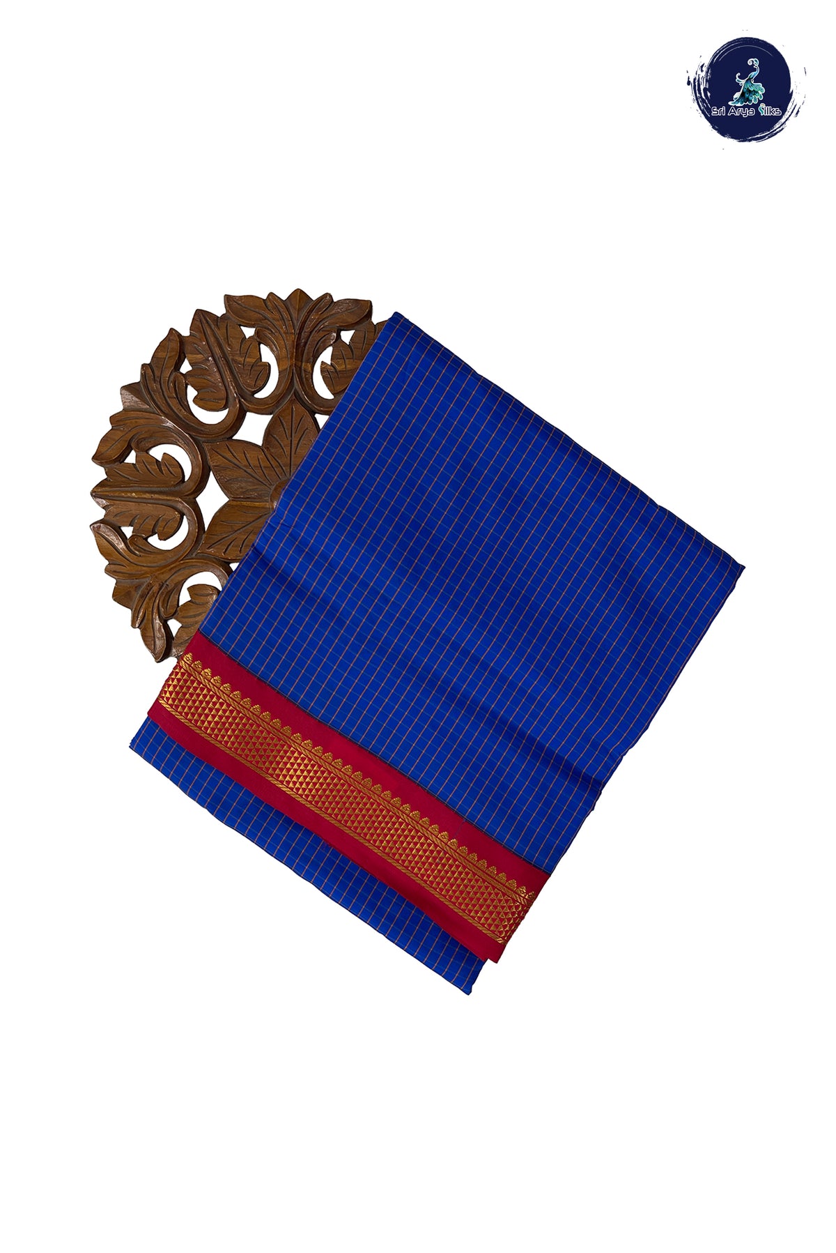 Blue Madisar Semi Silk Saree With Checked Pattern