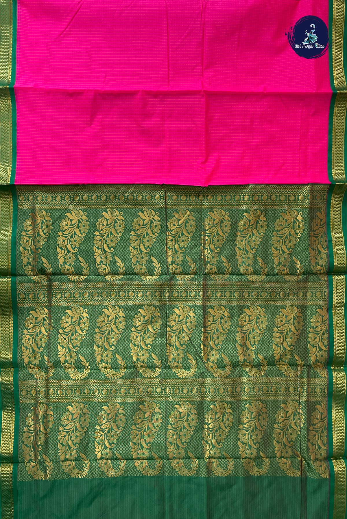 Pink Madisar Semi Silk Saree With Checked Pattern