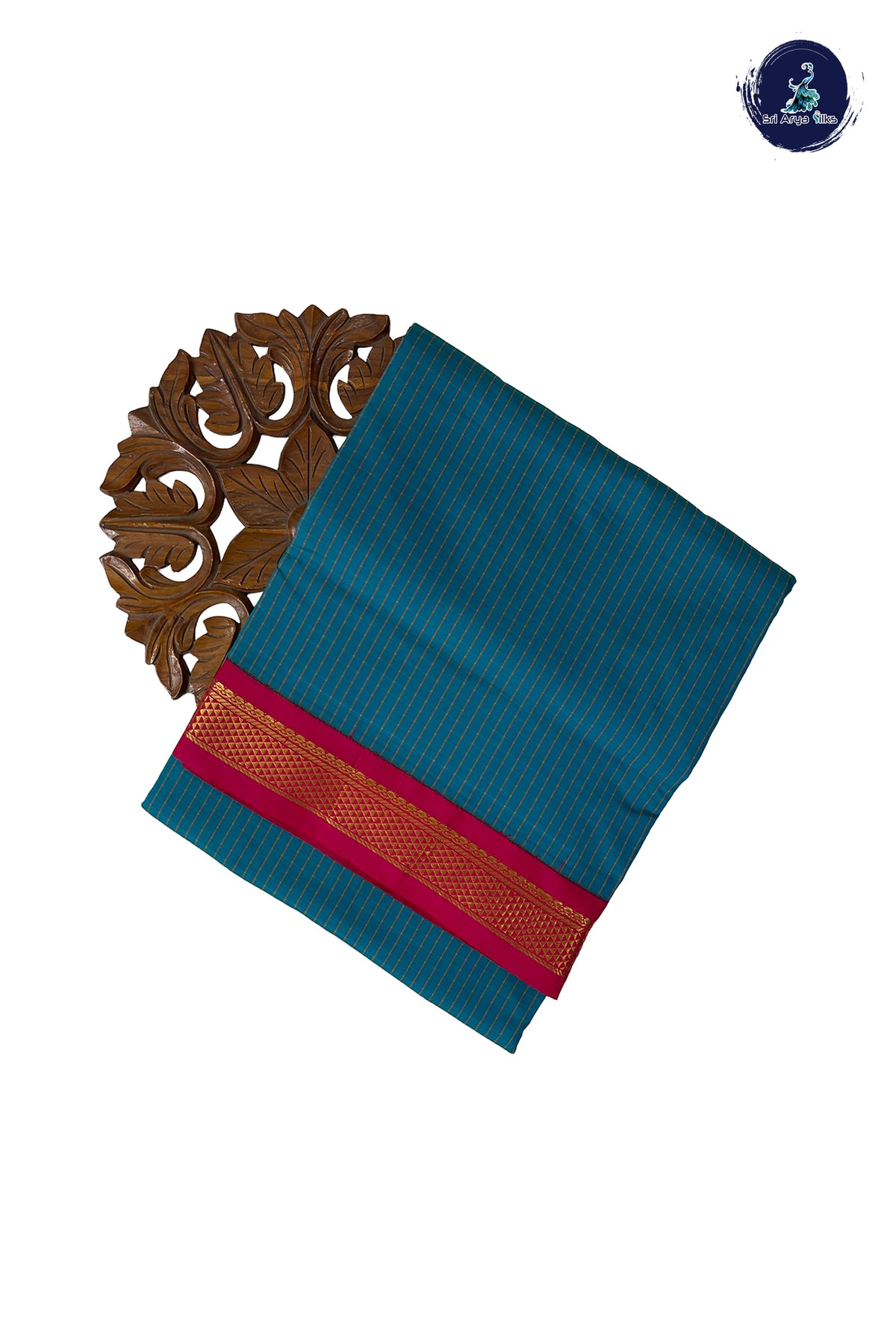 Teal Blue Madisar Semi Silk Saree With Checked Pattern