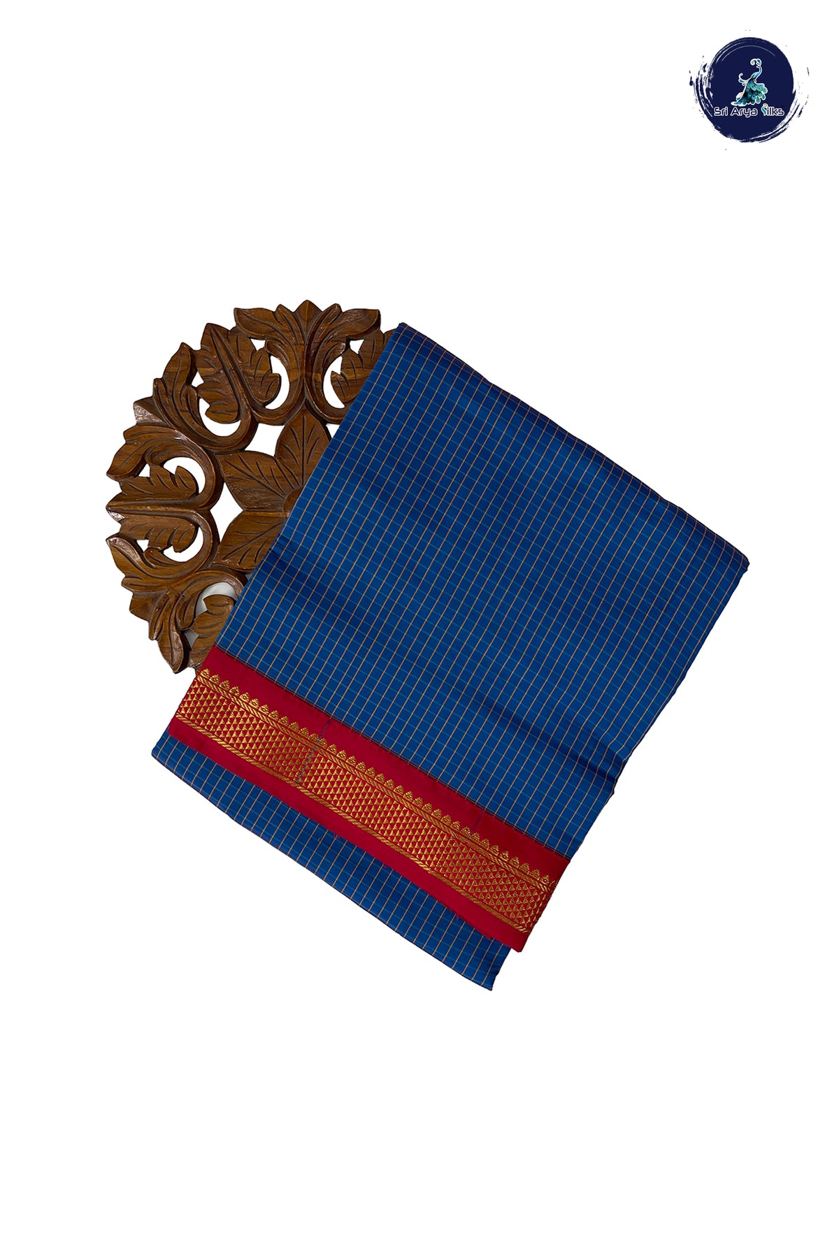 Violet Madisar Semi Silk Saree With Checked Pattern