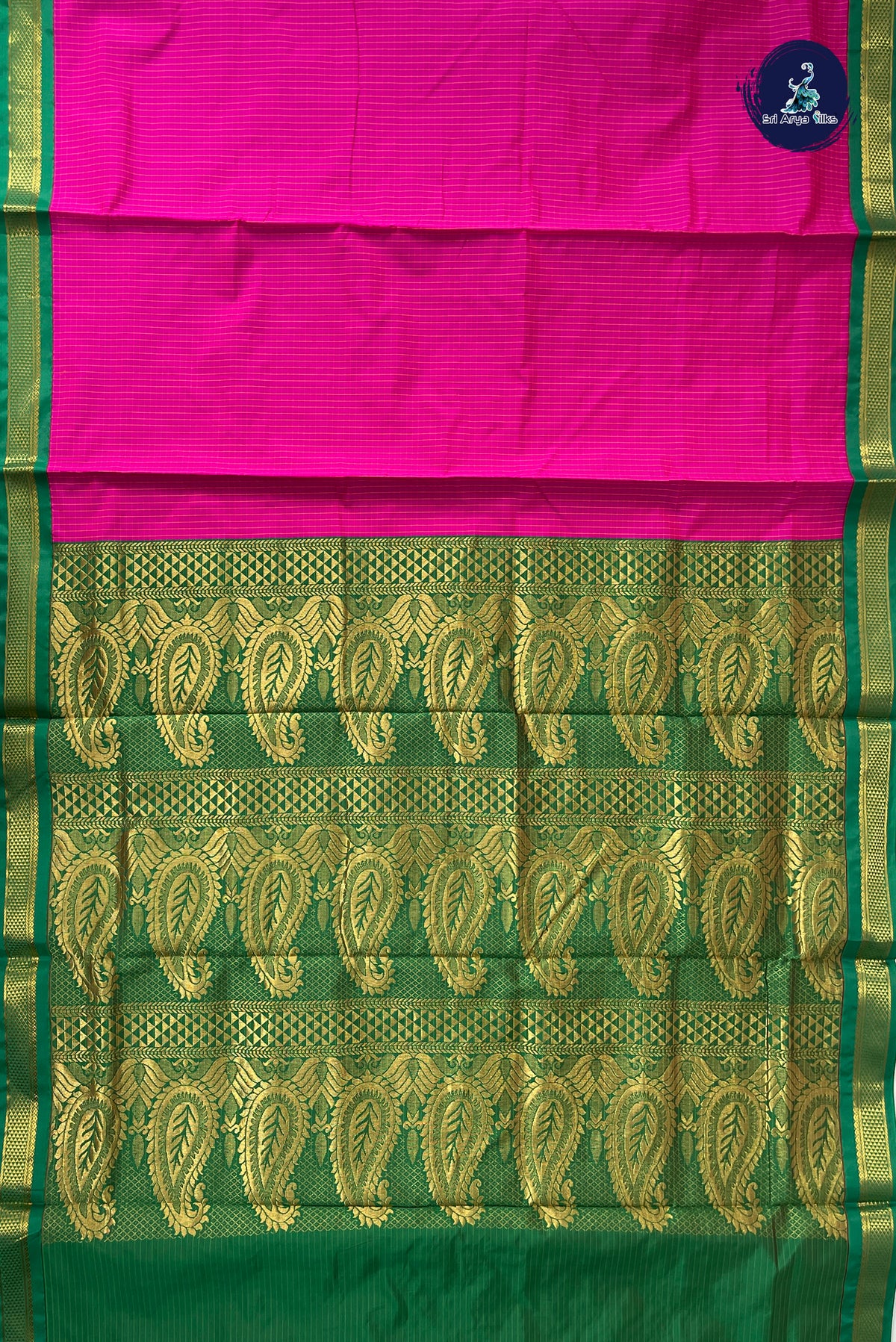 Pink Madisar Semi Silk Saree With Checked Pattern