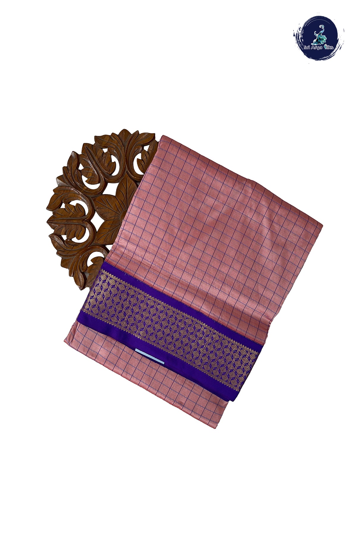 Pink Madisar Semi Silk Saree With Checked Pattern