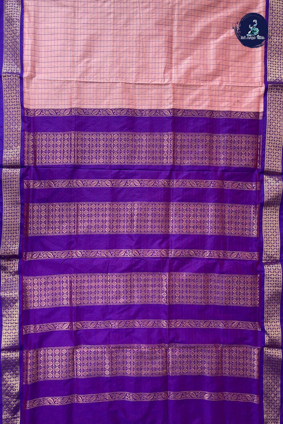 Pink Madisar Semi Silk Saree With Checked Pattern