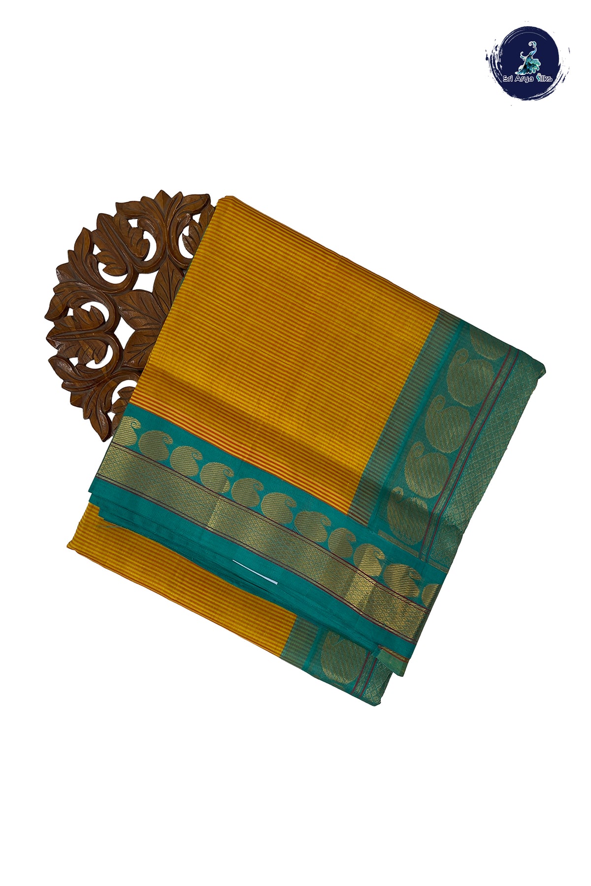Yellow Madisar Silk Cotton Saree With Stripes Pattern