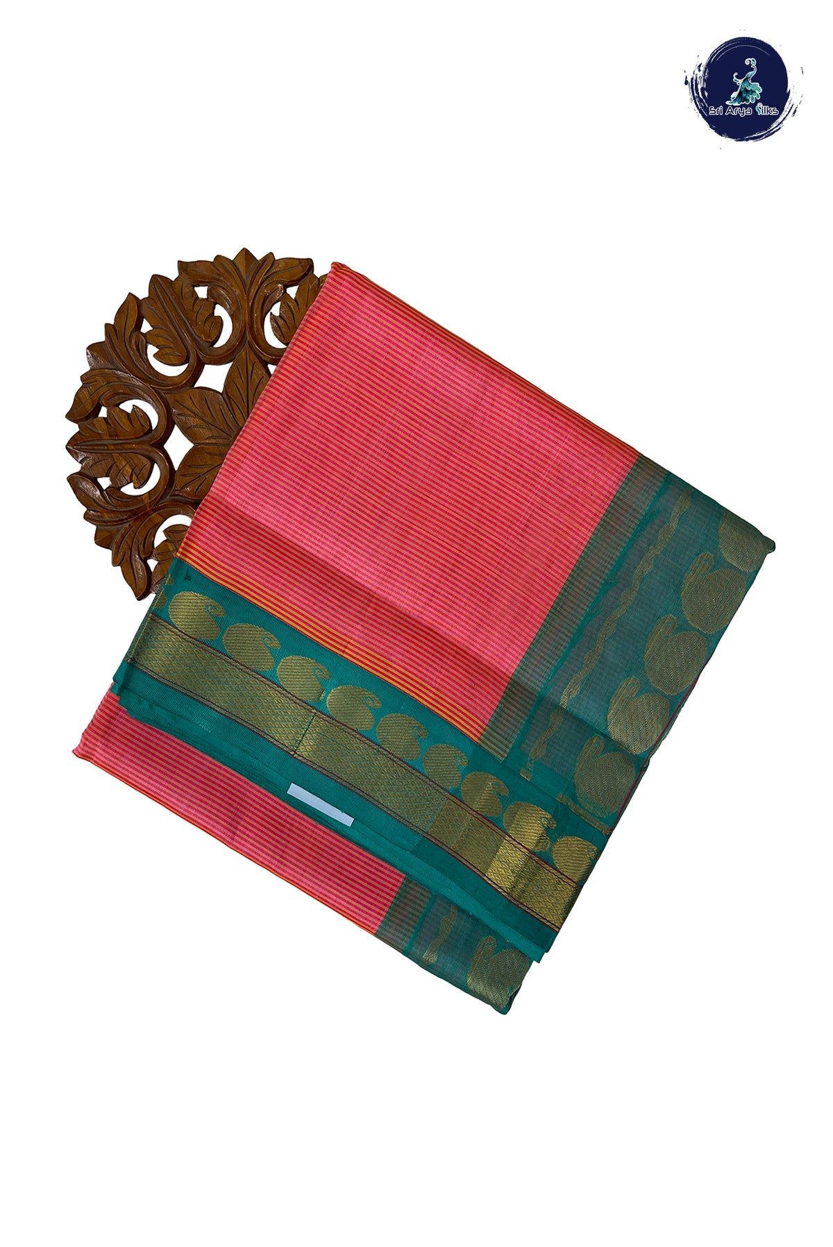 Pink Madisar Silk Cotton Saree With Stripes Pattern