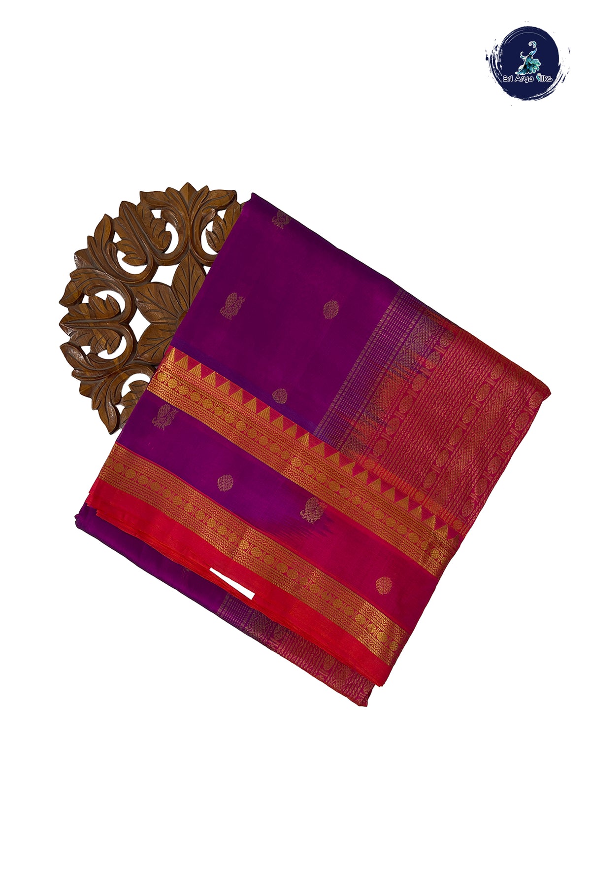 Purple Madisar Silk Cotton Saree With Zari Buttas Pattern
