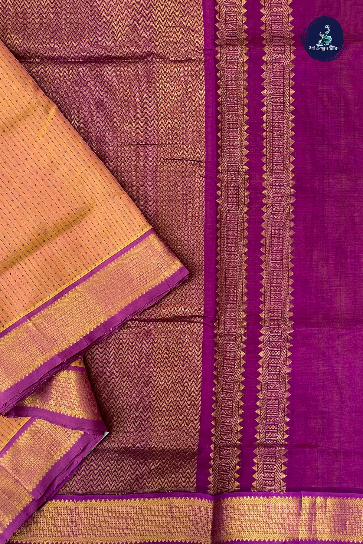 Dual Tone Pink Madisar Silk Cotton Saree With Laksha Deepam Design Pattern