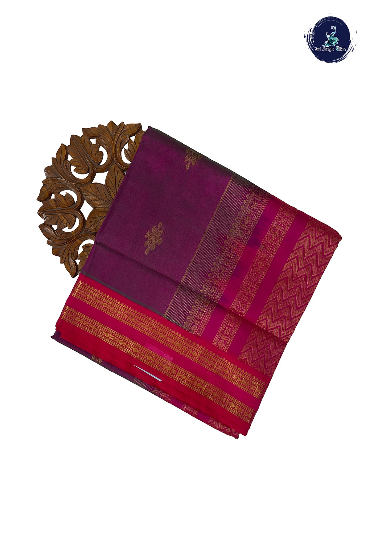 Dual Tone Purple Madisar Silk Cotton Saree With Zari Buttas Pattern