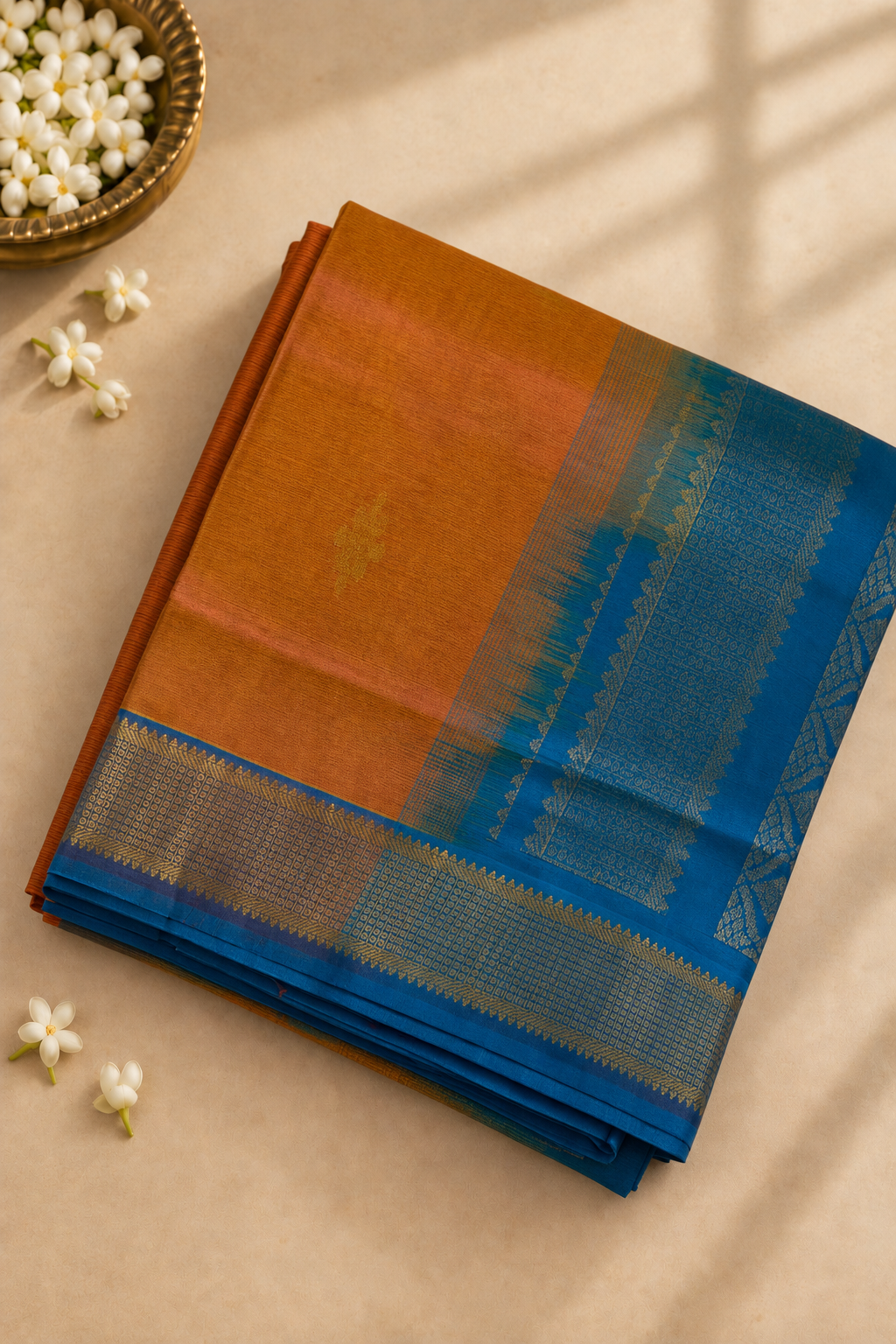 Dual Tone Pink Madisar Silk Cotton Saree With Zari Buttas Pattern
