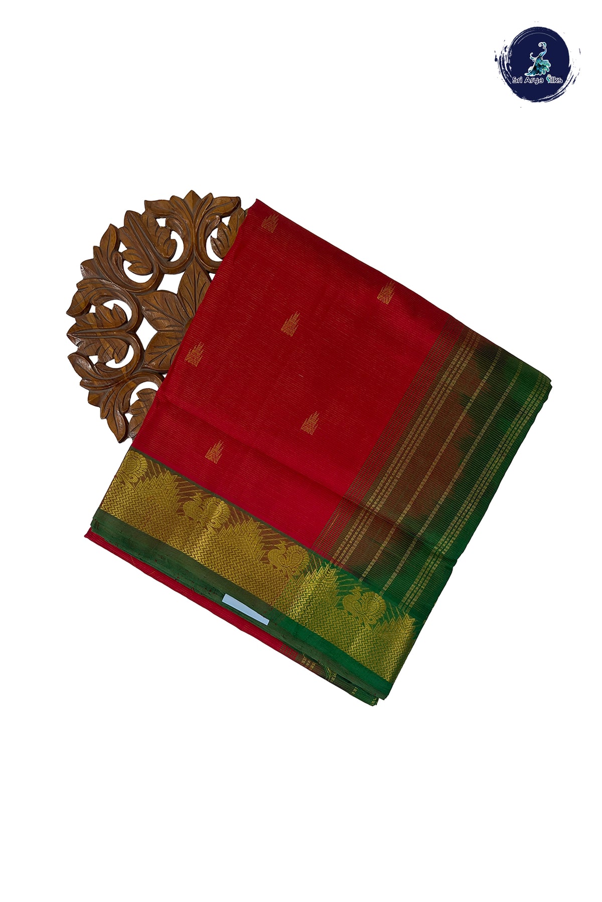 Red Madisar Silk Cotton Saree With Vaira Oosi Pattern