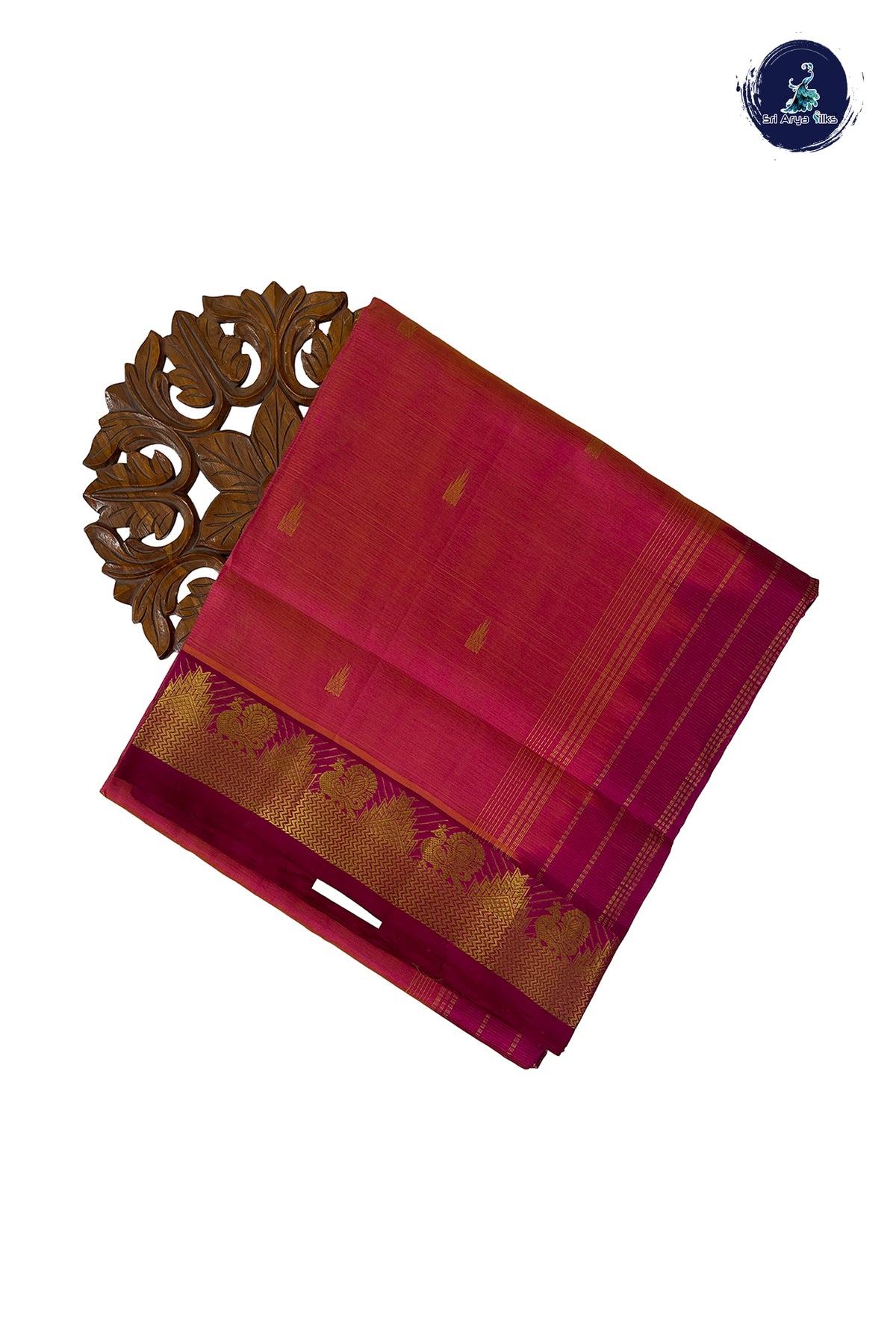 Dual Tone Pink Madisar Silk Cotton Saree With Vaira Oosi Pattern