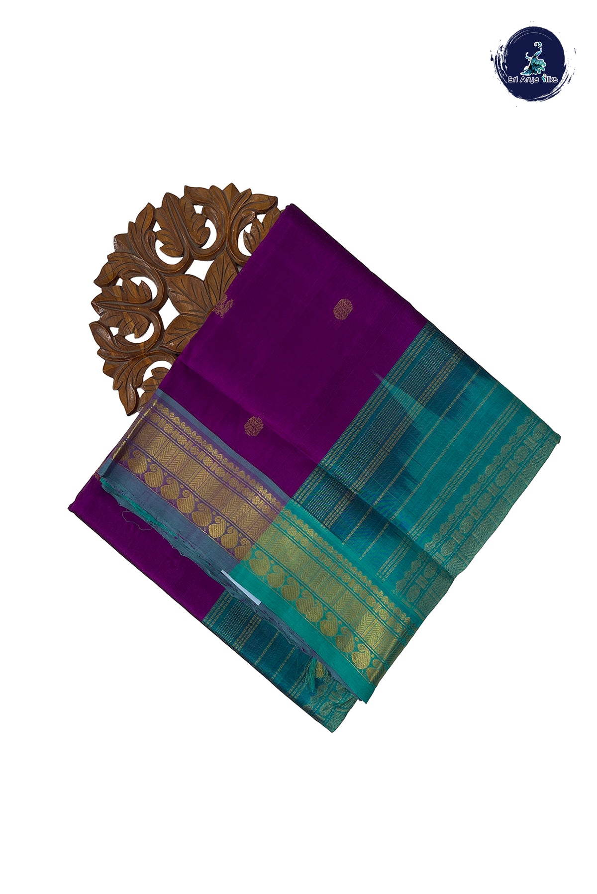 Purple Madisar Silk Cotton Saree With Zari Buttas Pattern