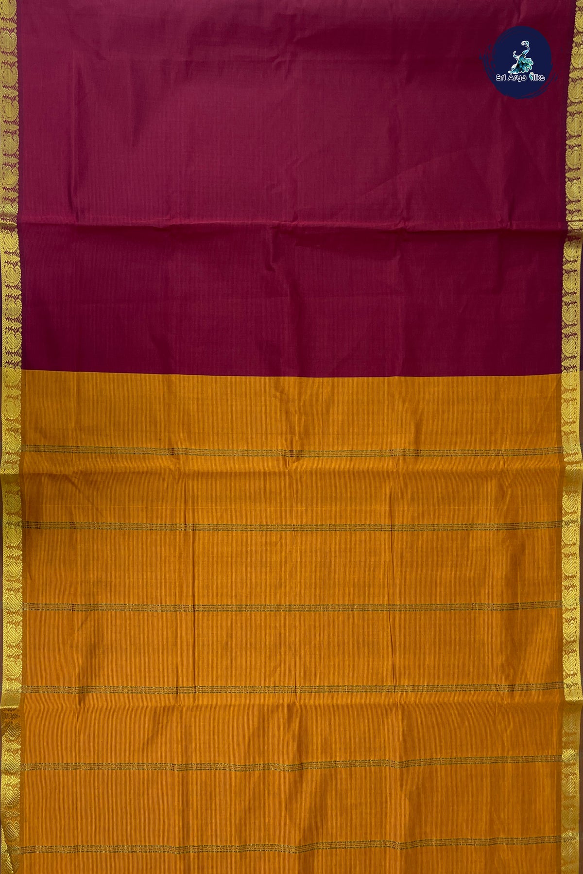 Brown Half Pure Madisar Silk Cotton Saree With Doria Lines Pattern