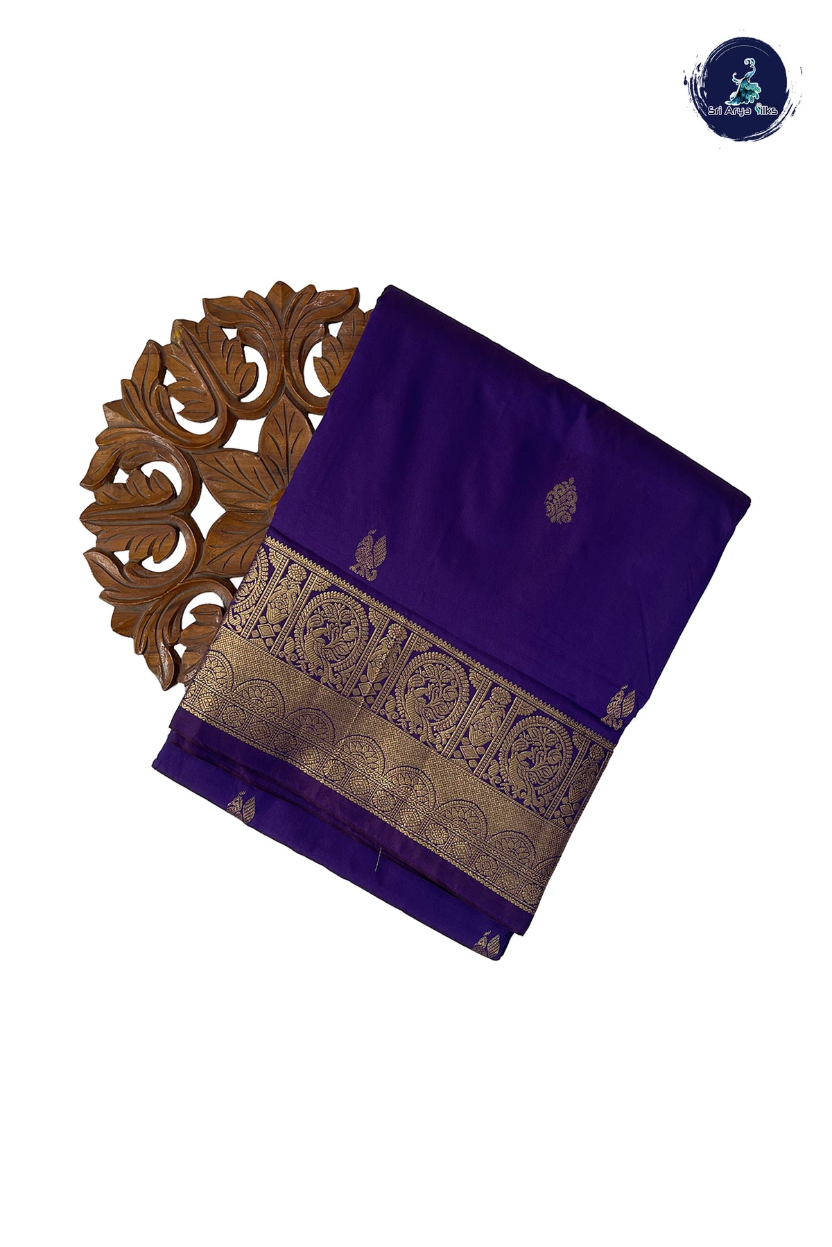 Violet 10 Yards Semi Silk With Zari Buttas Pattern