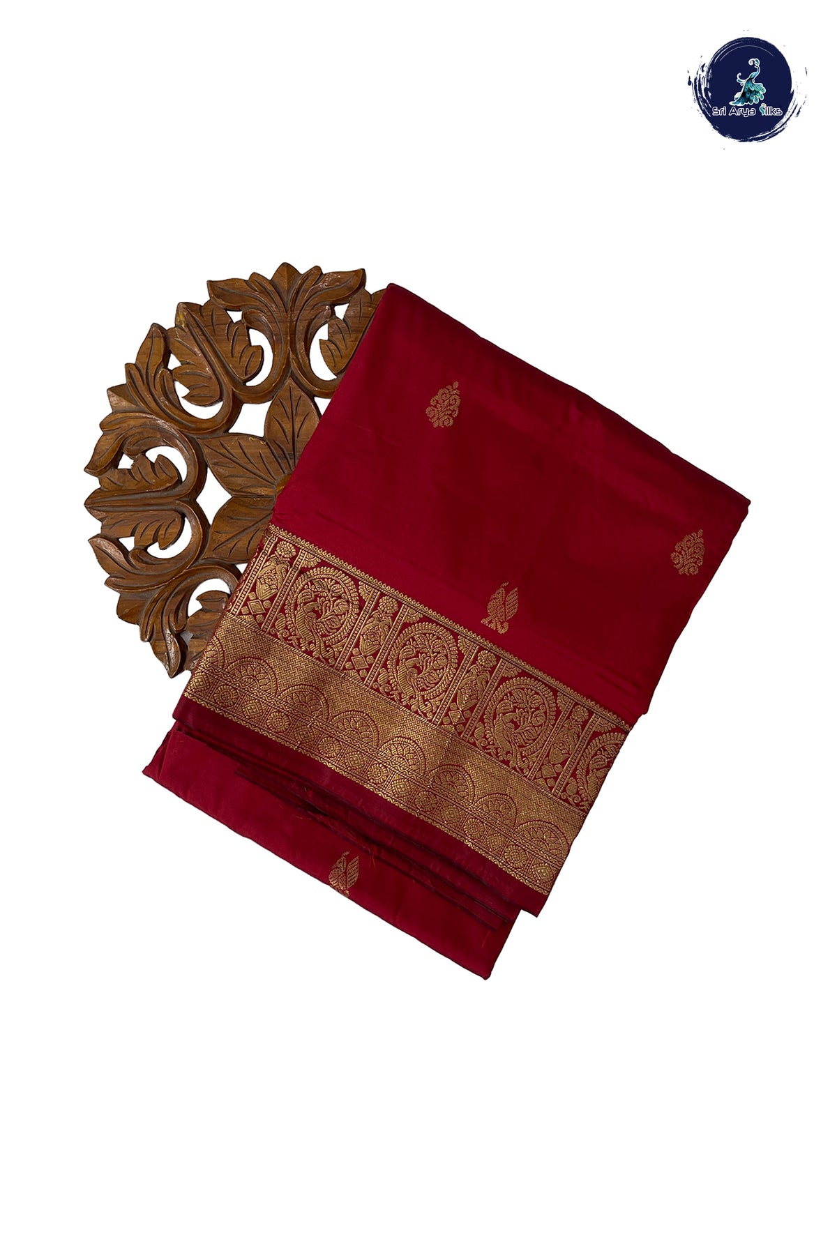 Maroon 10 Yards Semi Silk With Zari Buttas Pattern