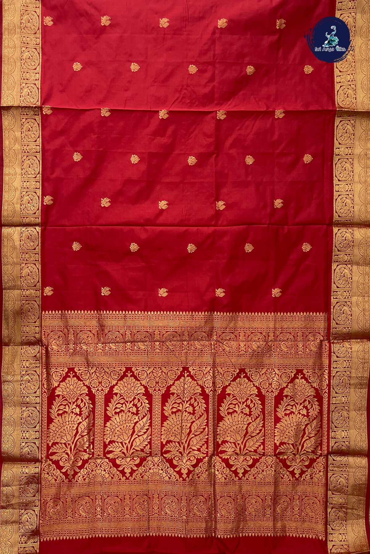 Maroon 10 Yards Semi Silk With Zari Buttas Pattern