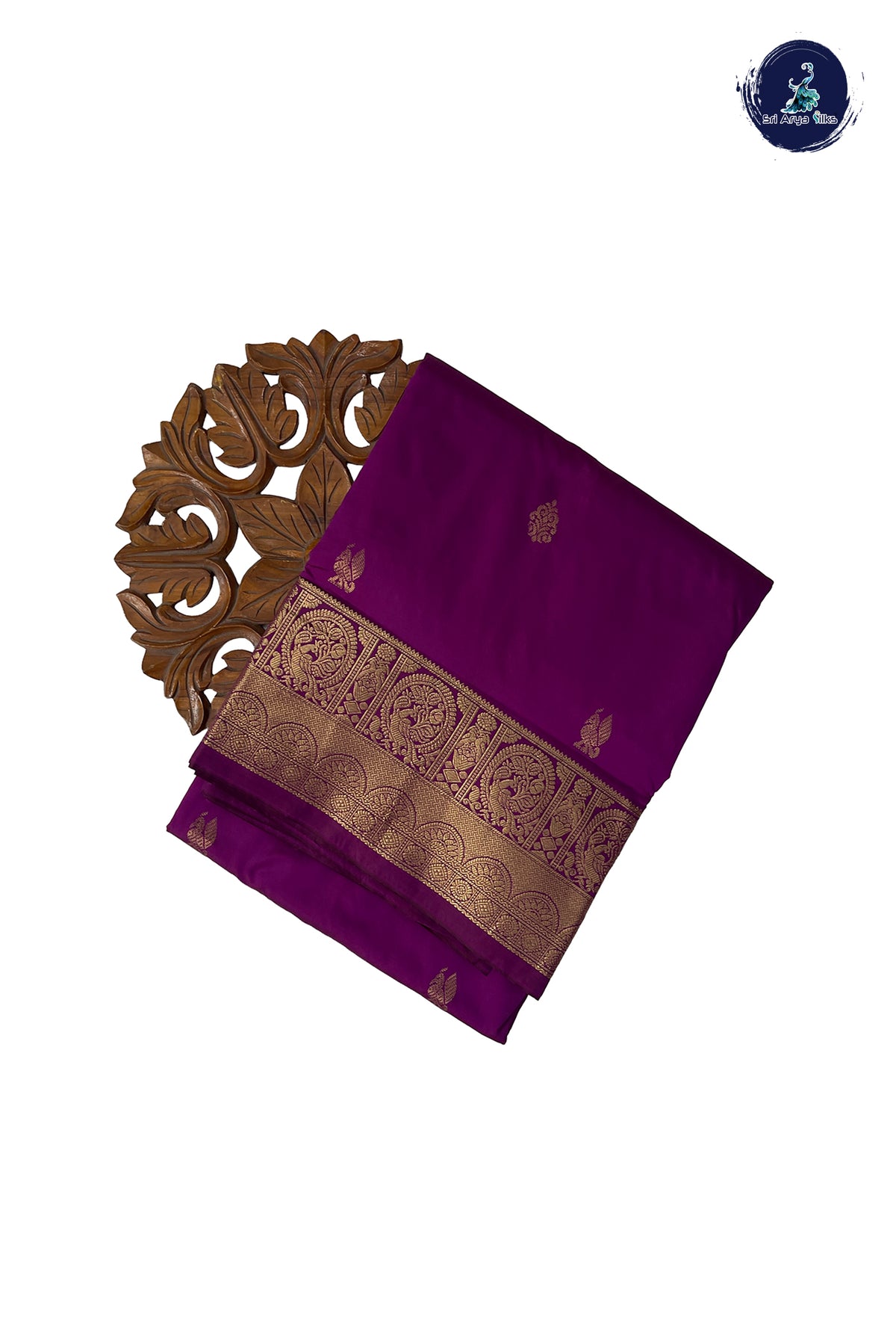 Purple 10 Yards Semi Silk With Zari Buttas Pattern