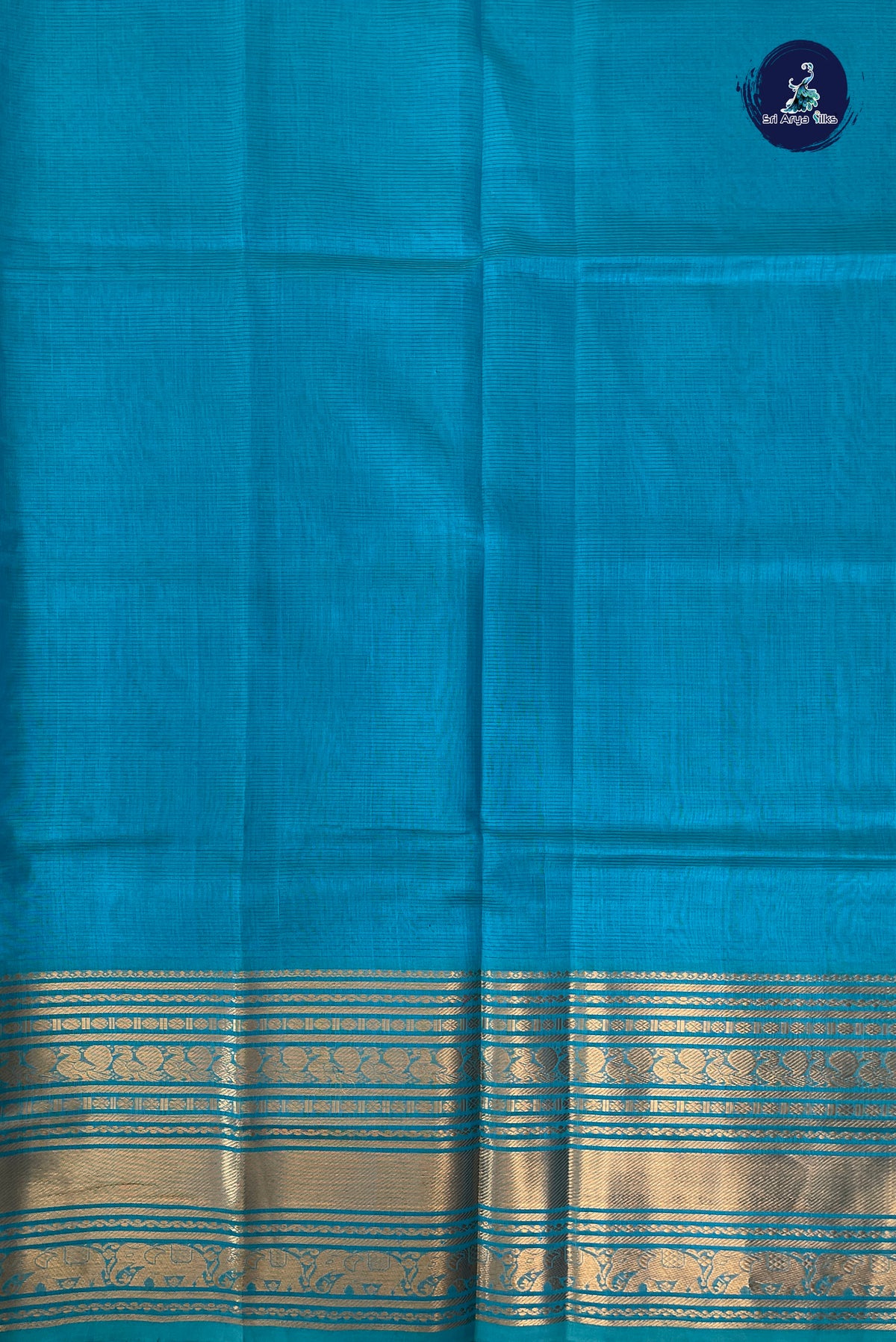 Light Blue Mangalgiri Silk Cotton With Doria Lines Pattern