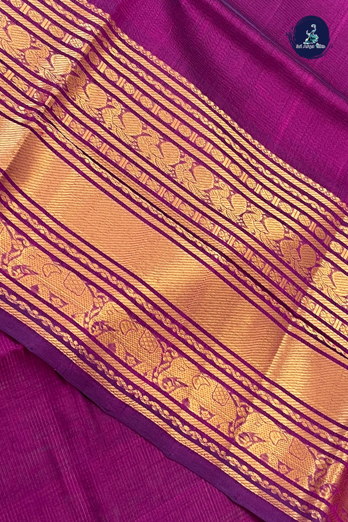 Jamun Mangalgiri Silk Cotton With Doria Lines Pattern