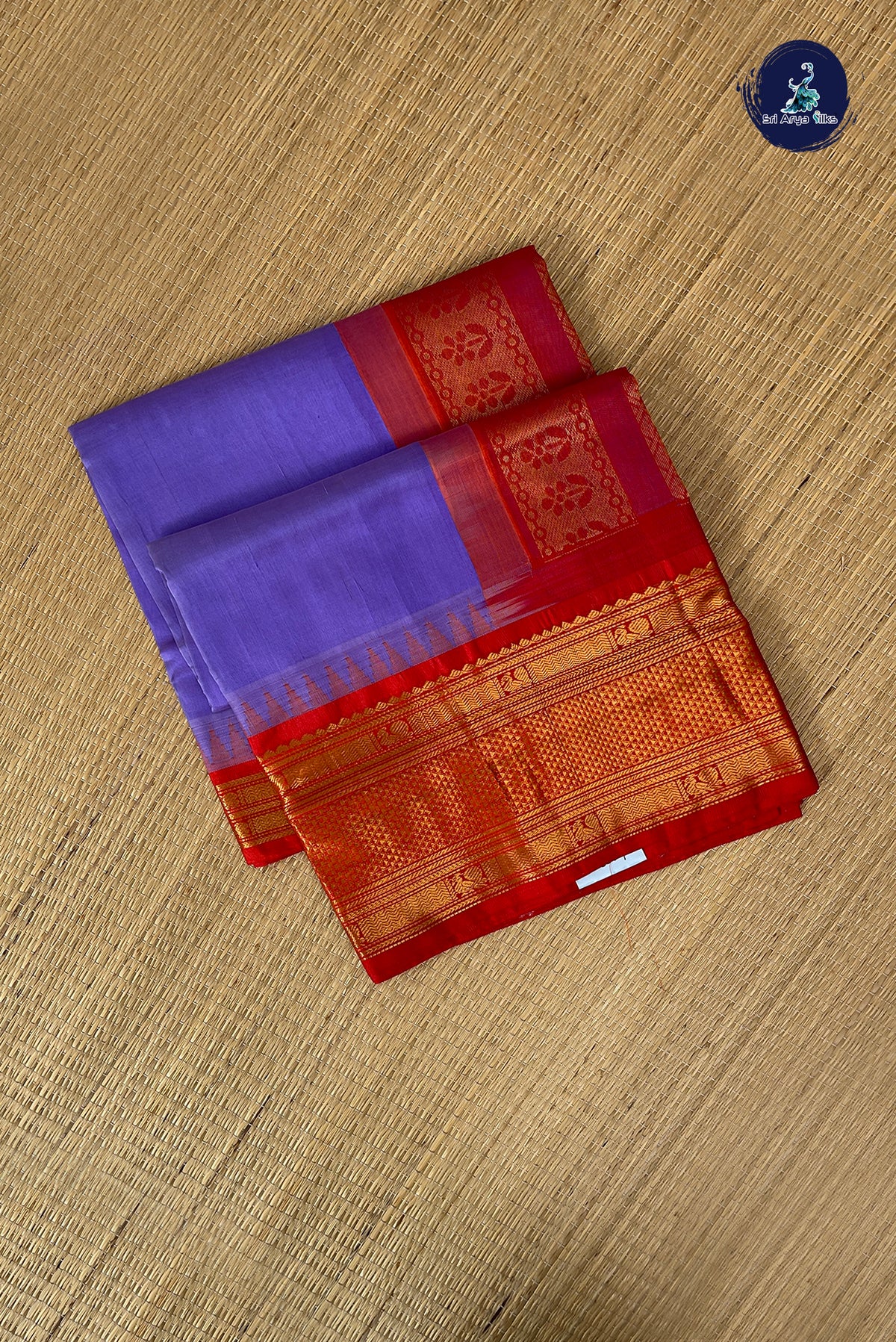Lavender Kuppadam Silk Cotton Saree With Plain Pattern
