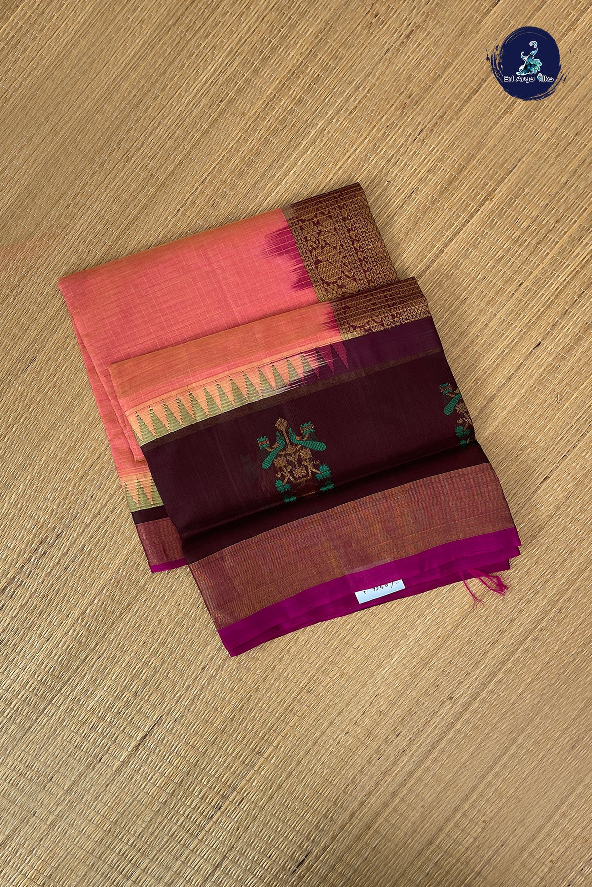 Dual Tone Pink Kuppadam Silk Cotton Saree With Zari Checked Pattern